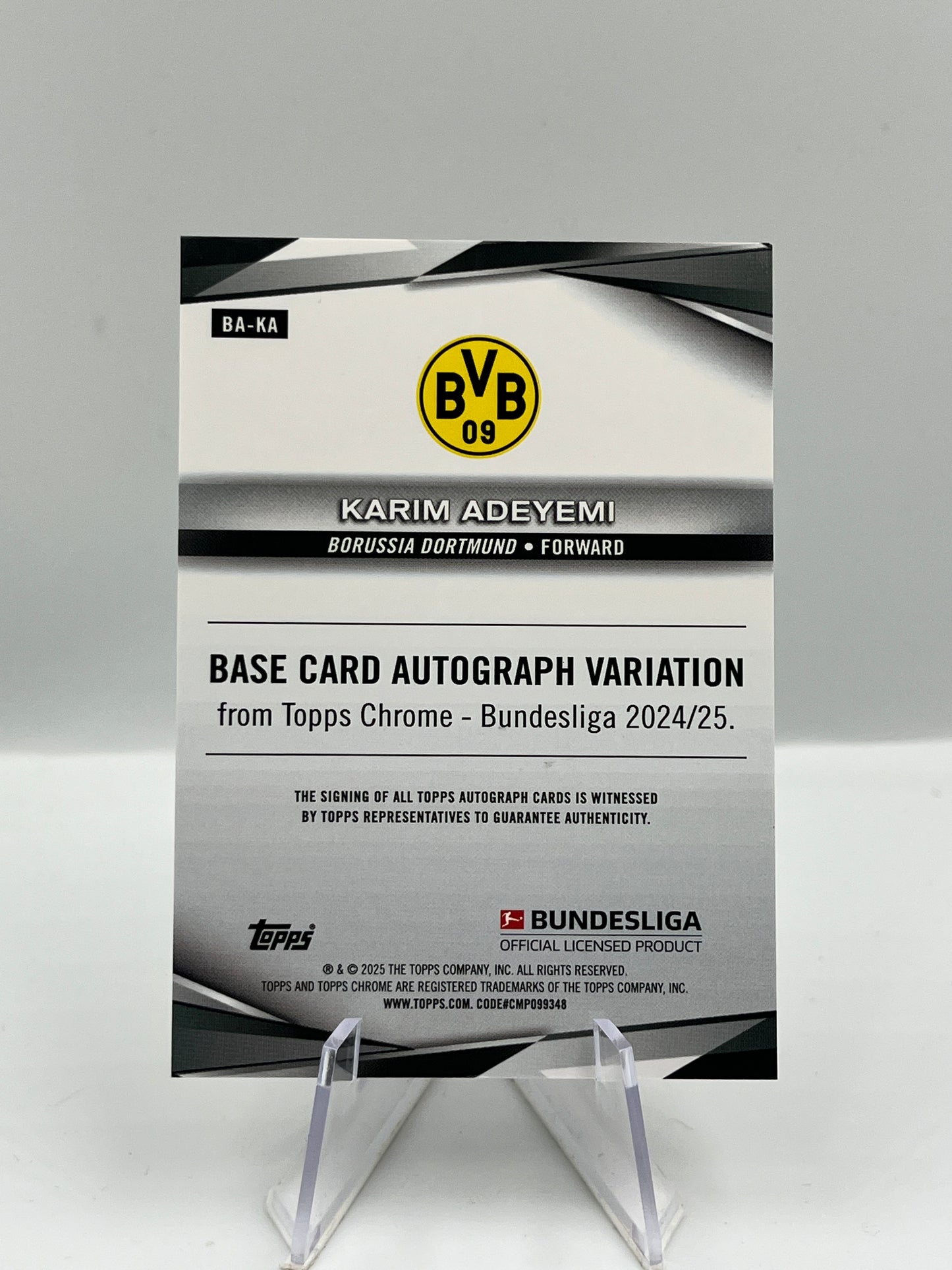 Topps Chrome BuLi 24/25 Karim Adeyemi BVB Dortmund Gold Auto 17/50 #BA-KA