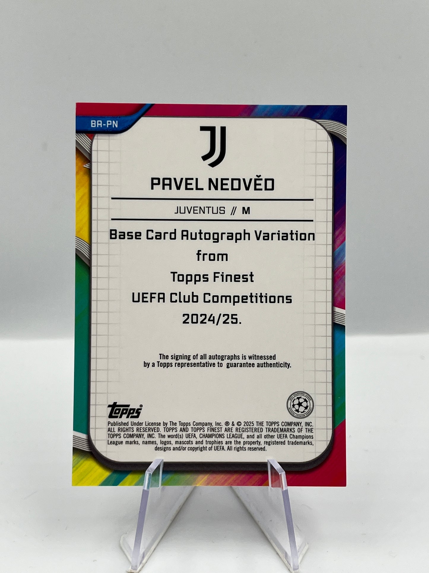 Topps Finest UCC 23/24 Pavel Nedved Juventus Magenta Autograph 47/75 #BA-PN