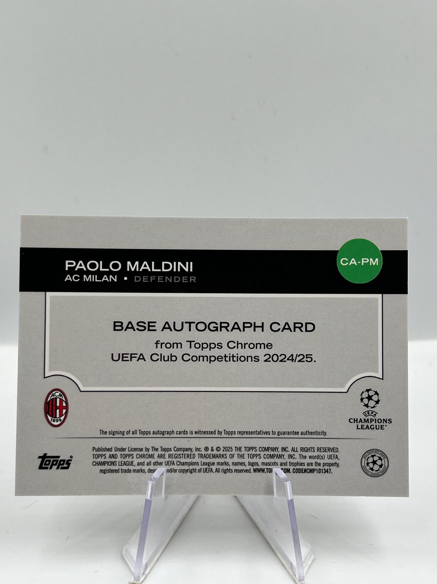 Topps Chrome UCC 24/25 Paolo Maldini AC Milan Gold Autograph 01/50 #CA-PM