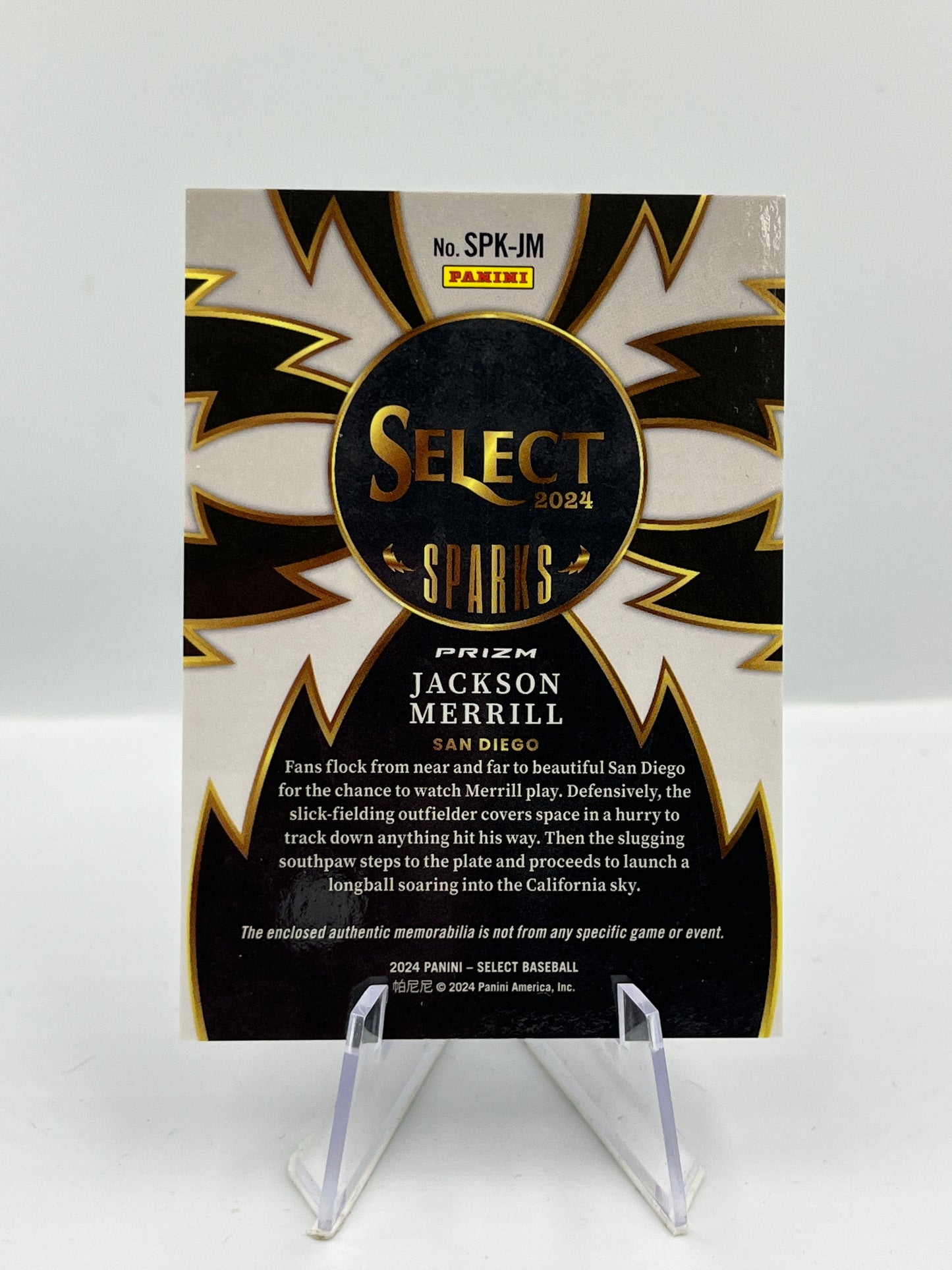 Jackson Merrill - San Diego Padres - Game Worn Relic - RC- #SPK-JM