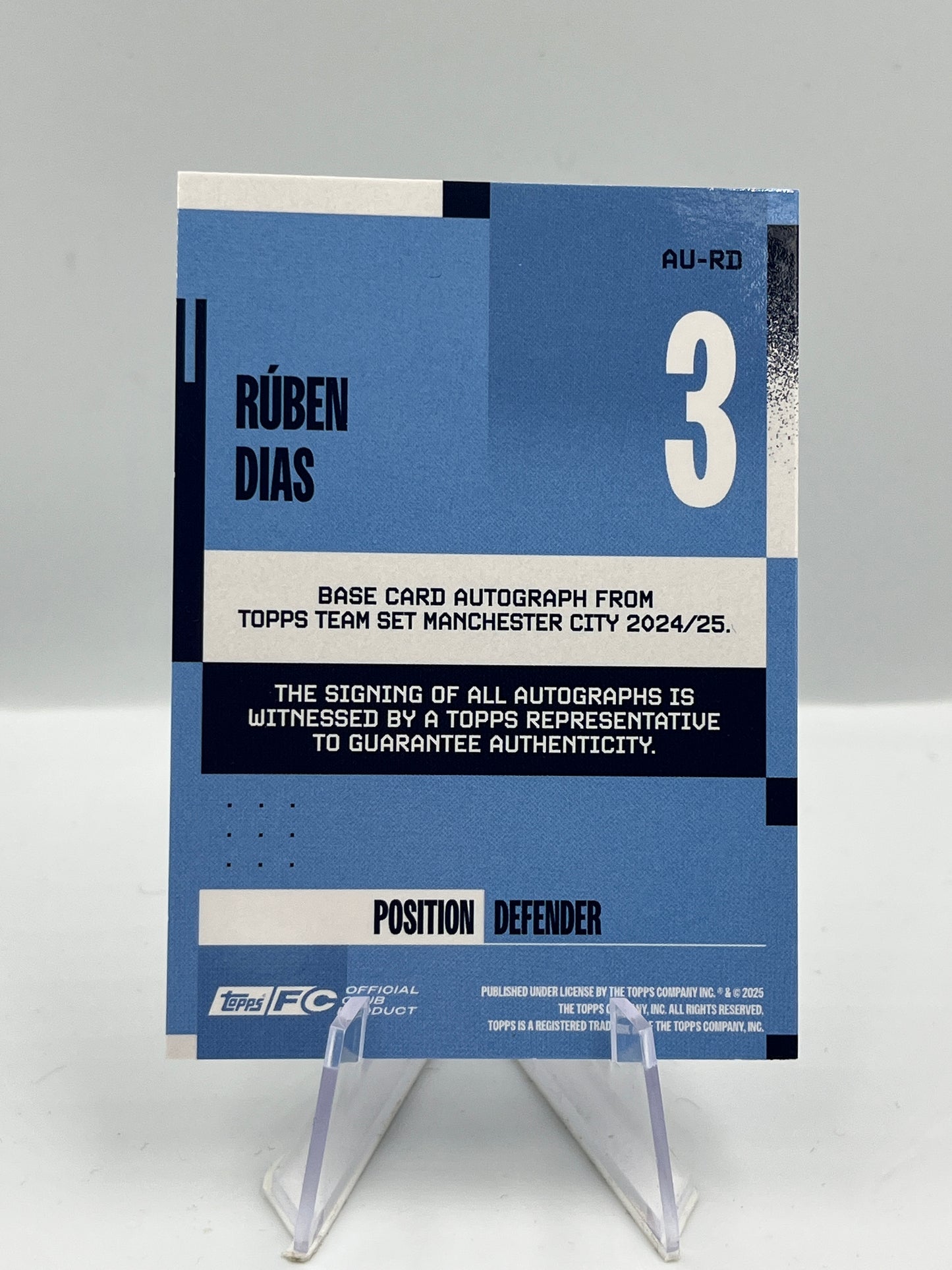 Topps Ruben Dias - Manchester City - Blue Autograph - 129/250 - #AU-RD
