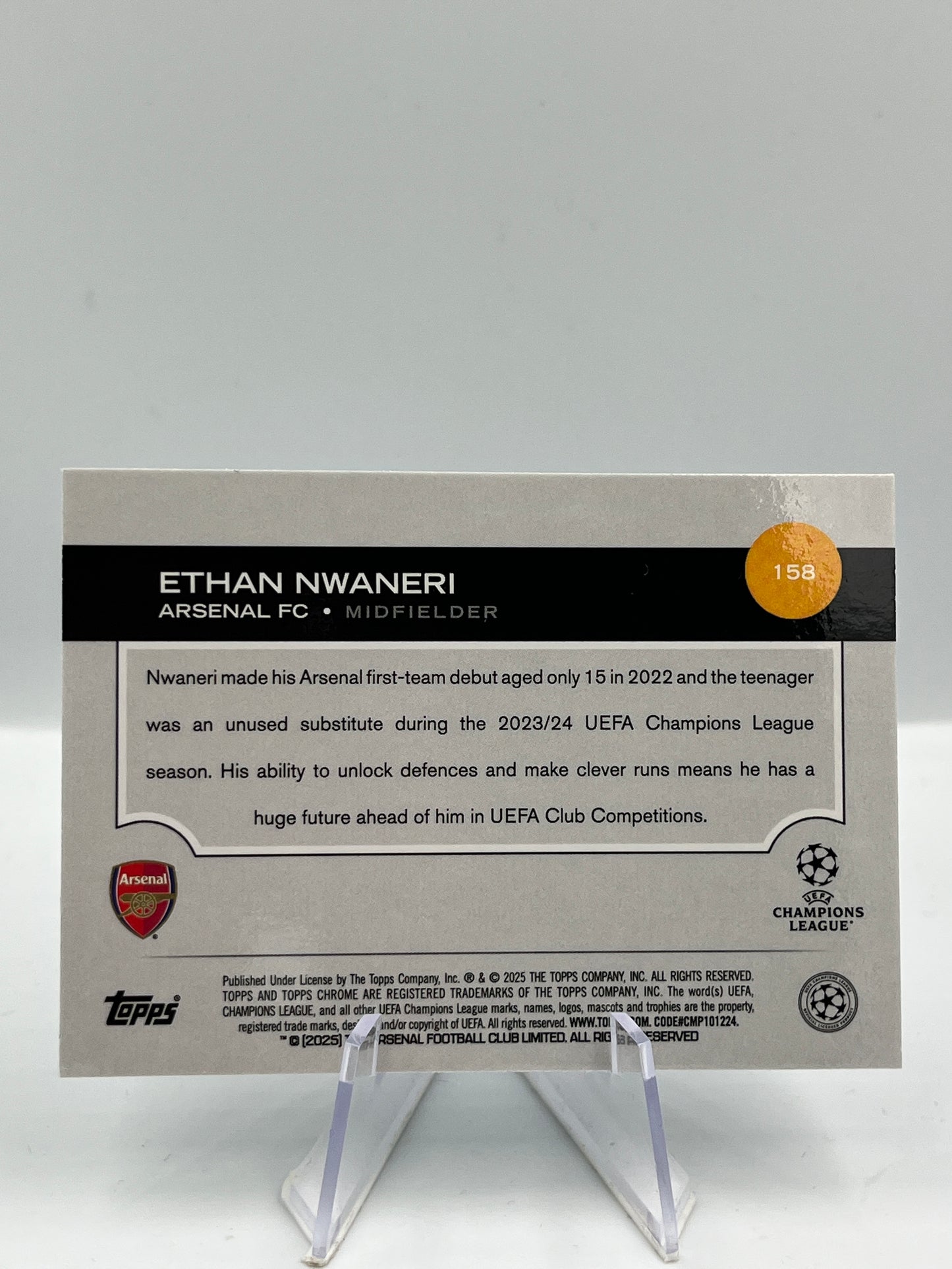 Topps Chrome UCC 24/25 Ethan Nwaneri Arsenal RC 115/199 #158