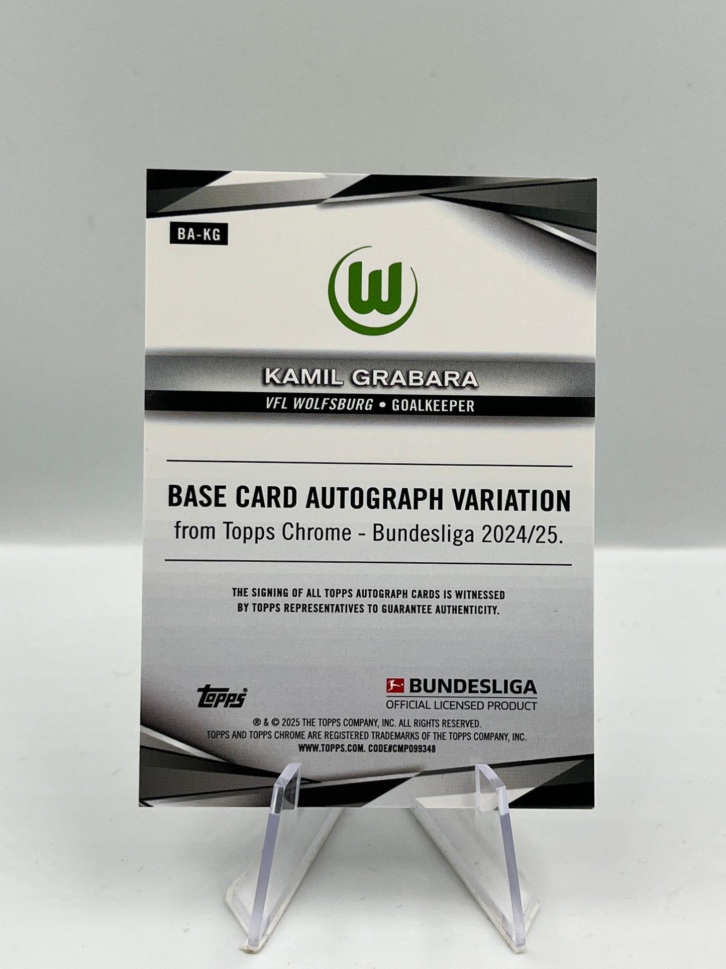 Topps Chrome BuLi 24/25 Kamil Grabara VFL Wolfsburg Yellow Auto 69/75 #BA-KG