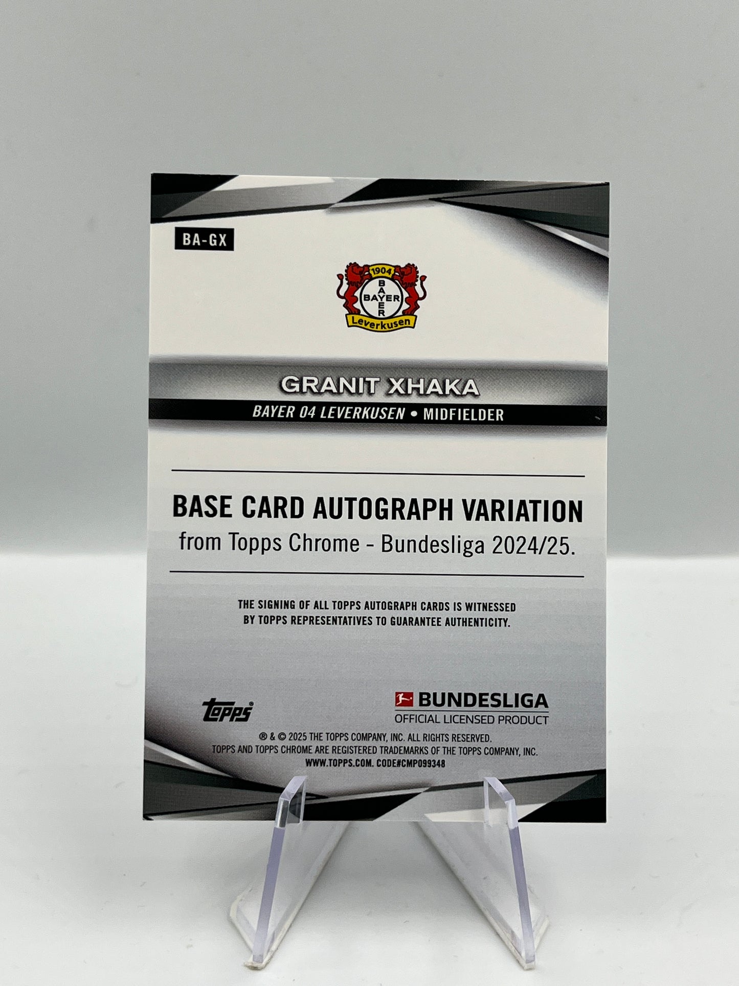 Topps Chrome BuLi 24/25 Granit Xhaka Leverkusen Toppsfractor Auto 12/52 #BA-GX