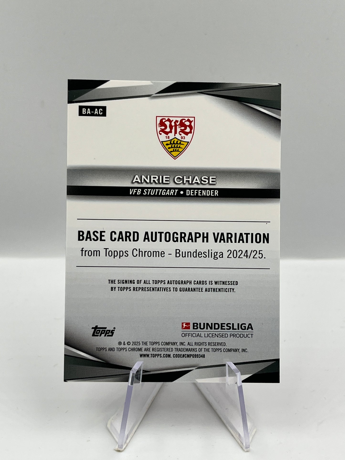 Topps Chrome BuLi 24/25 Anrie Chase VFB Stuttgart Orange Auto RC 16/25 #BA-AC
