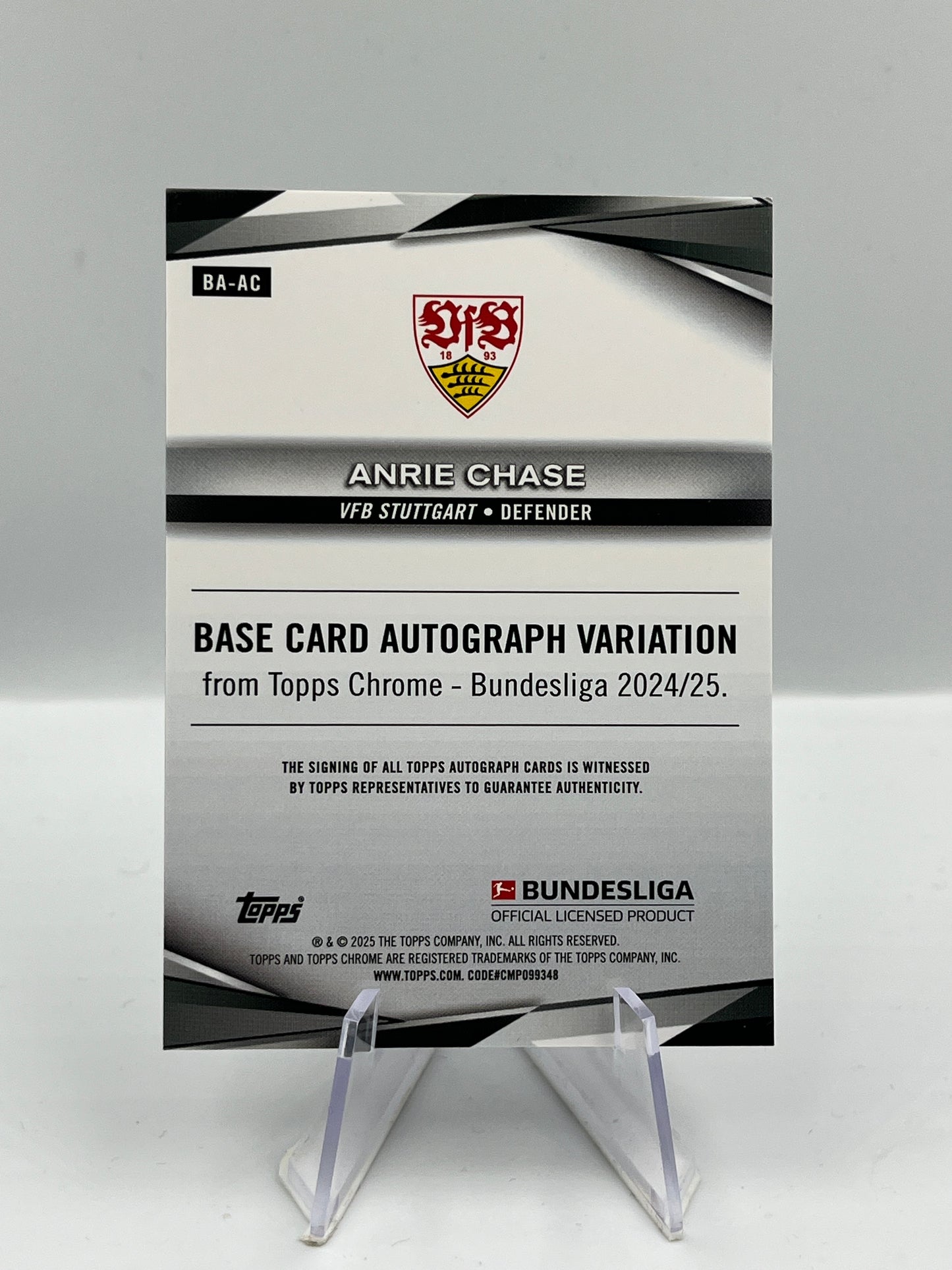 Topps Chrome BuLi 24/25 Anrie Chase VFB Stuttgart Black Auto RC 06/10 #BA-AC