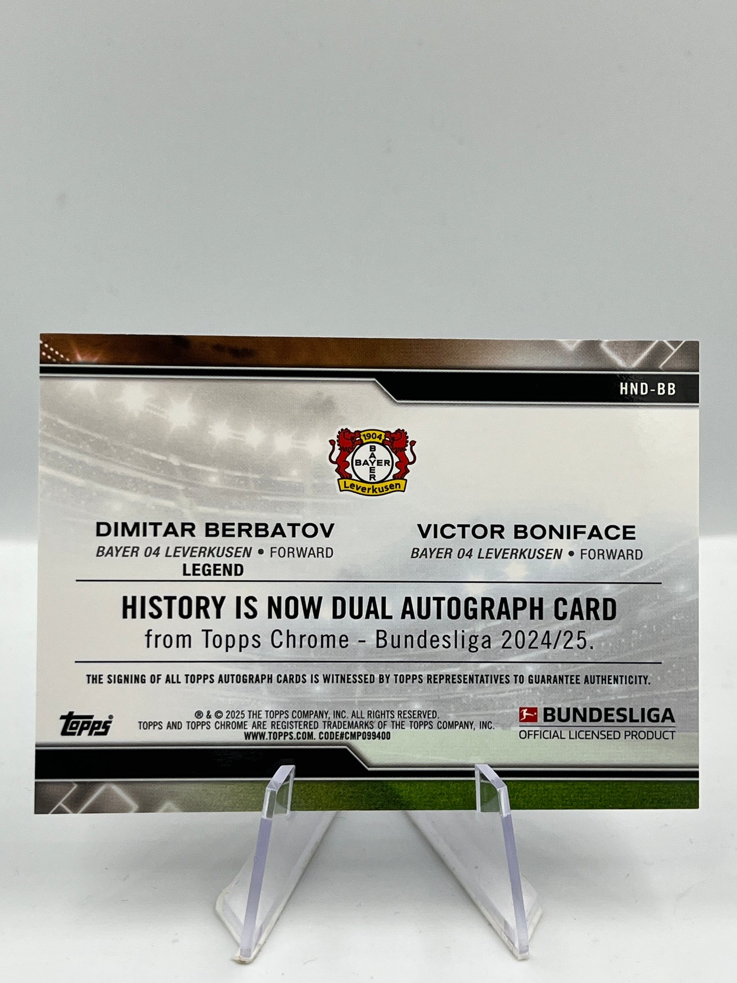 Topps Chrome BuLi 24/25 Berbatov / Boniface Leverkusen Dual Auto 014/100 #HND-BB