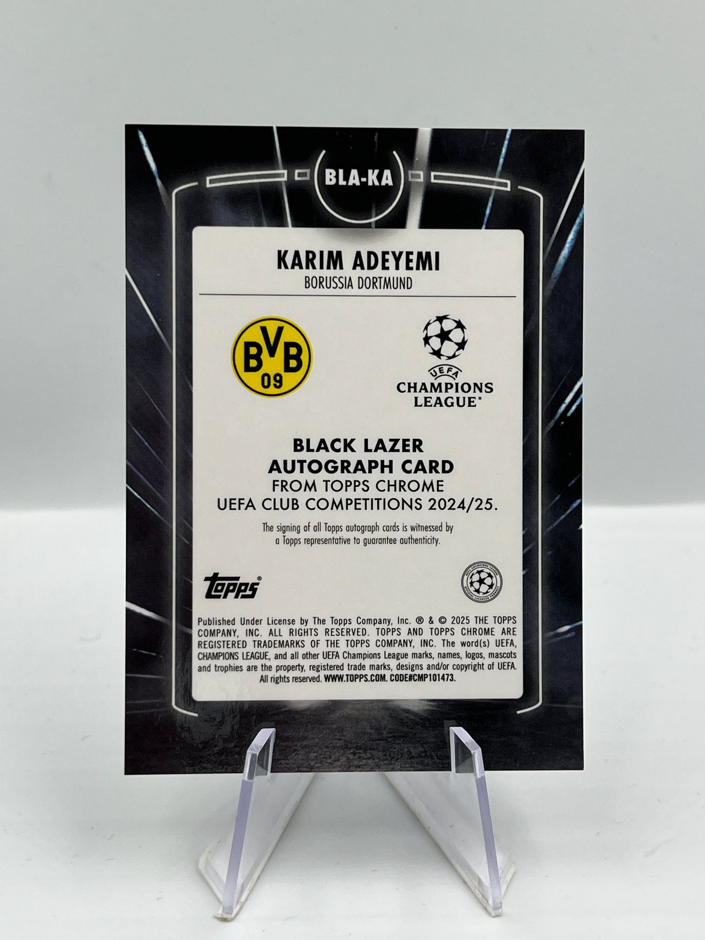 Topps Chrome UCC 24/25 Karim Adeyemi BVB Dortmund Black Lazer Autograph #BLA-KA