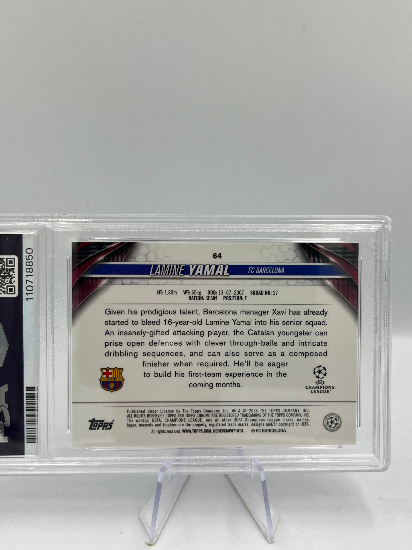 Topps Chrome UCC 23/24 Lamine Yamal Barcelona RC PSA10 #64