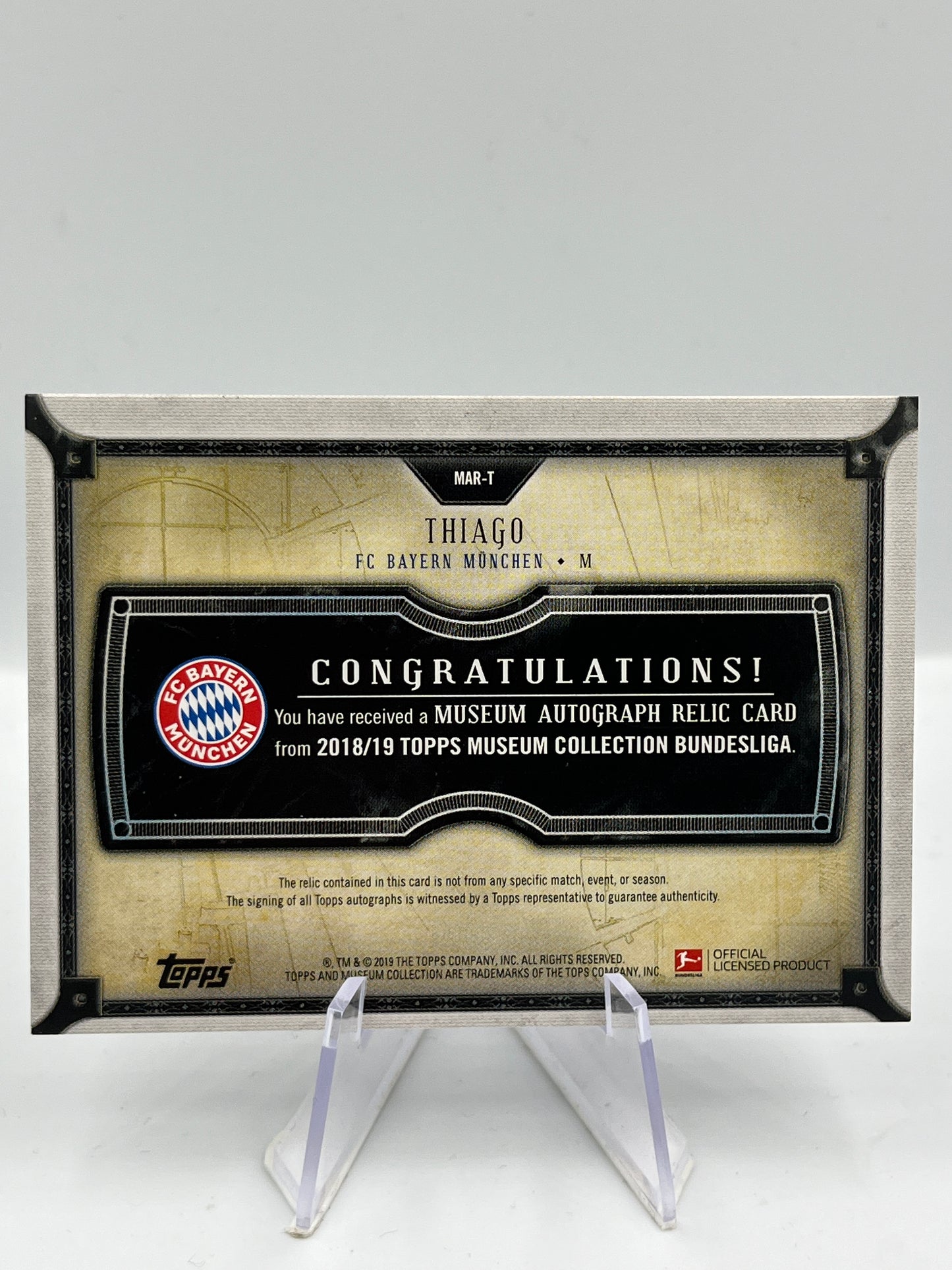 Topps Museum BuLi 18/19 Thiago Bayern Auto Relic 83/99 #MAR-T