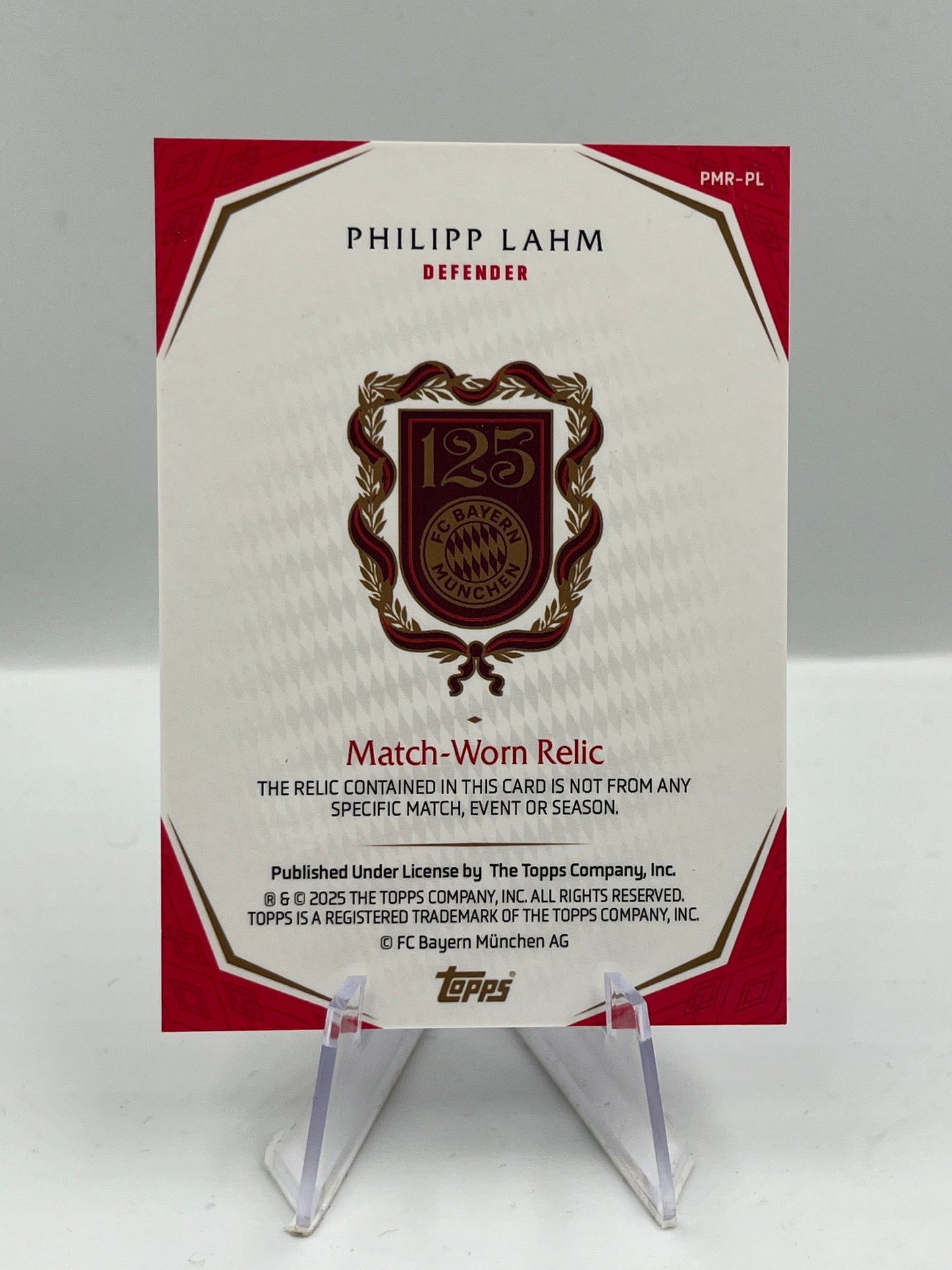 Topps 125 Jahre Bayern München Philipp Lahm Match Worn Relic 25/33 #PMR-PL