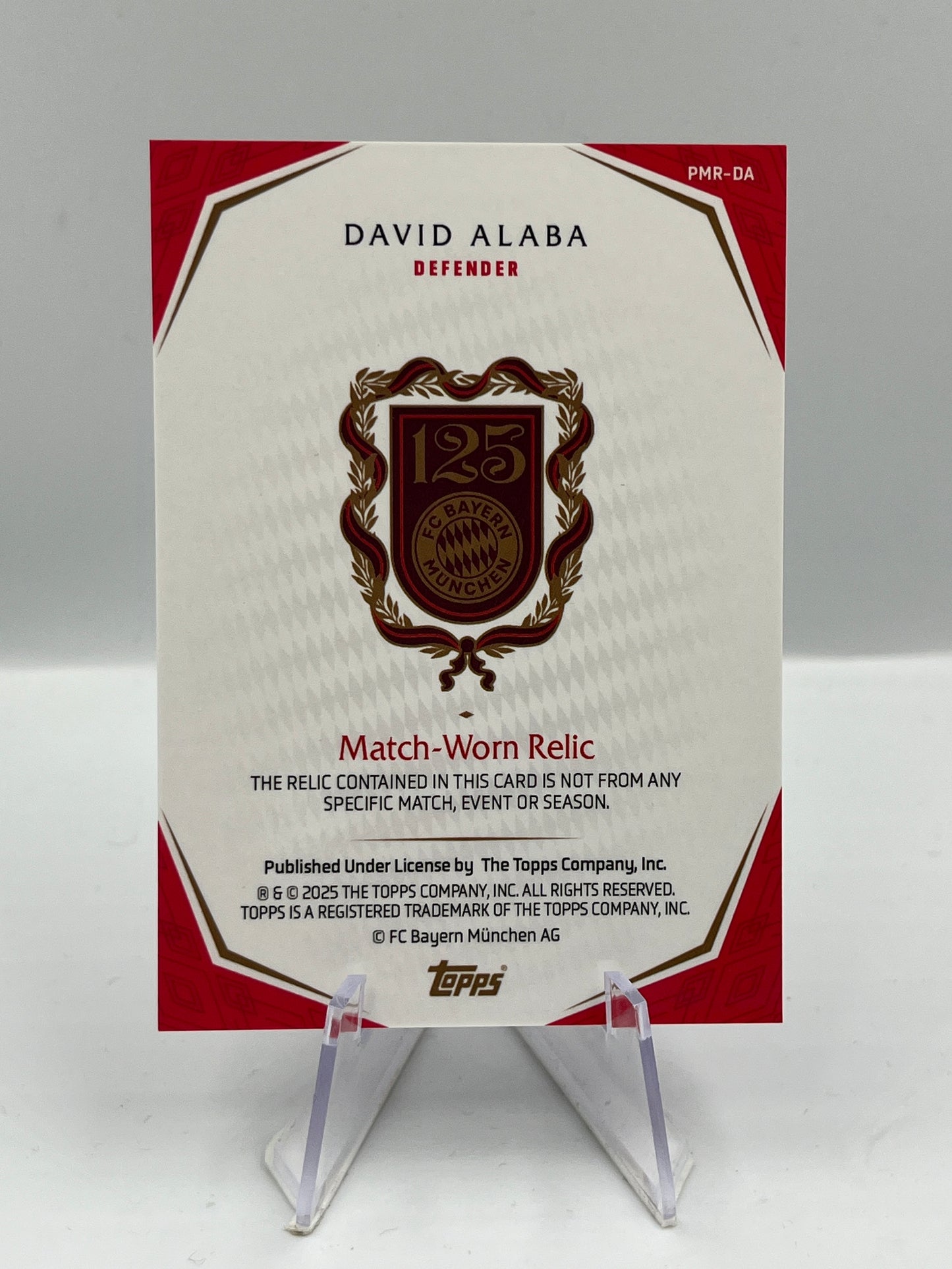 Topps 125 Jahre Bayern München David Alaba Match Worn Relic 12/49 #PMR-DA
