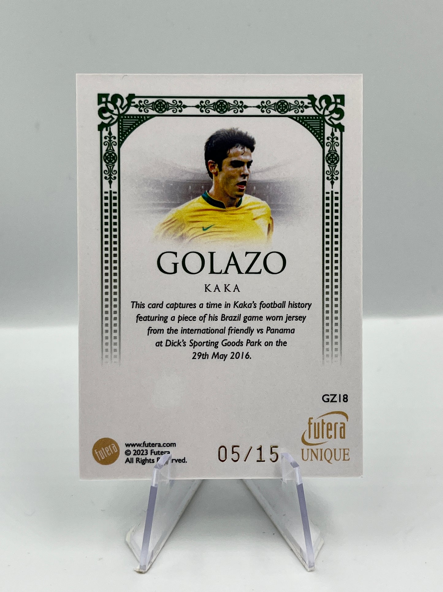 Futera Unique 2023 Kaka Brasilien Game Worn Relic 05/15 #GZ18