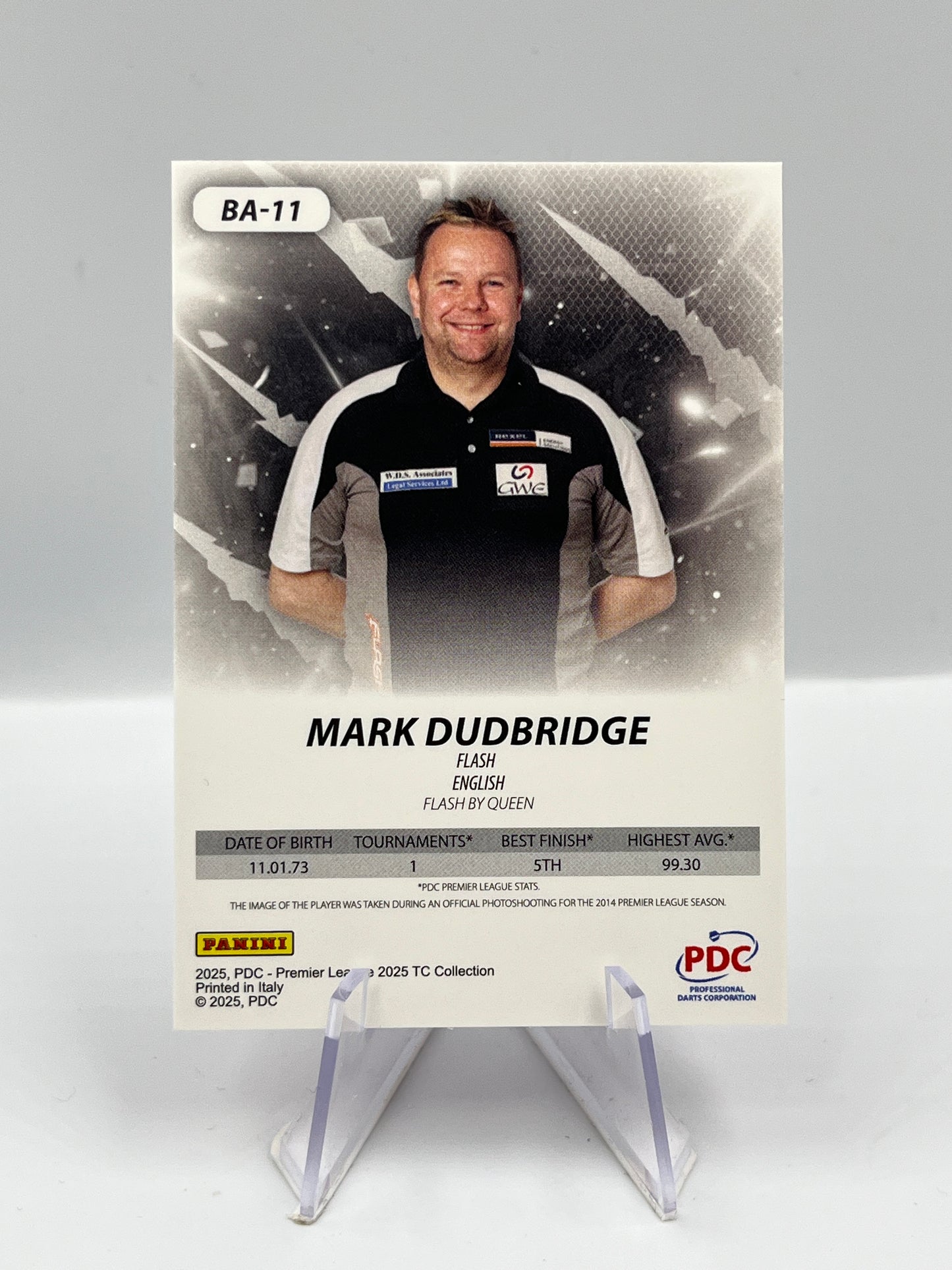 Panini PDC Premier League 2025 Mark Dudbridge Pink Cracked Ice #BA-11