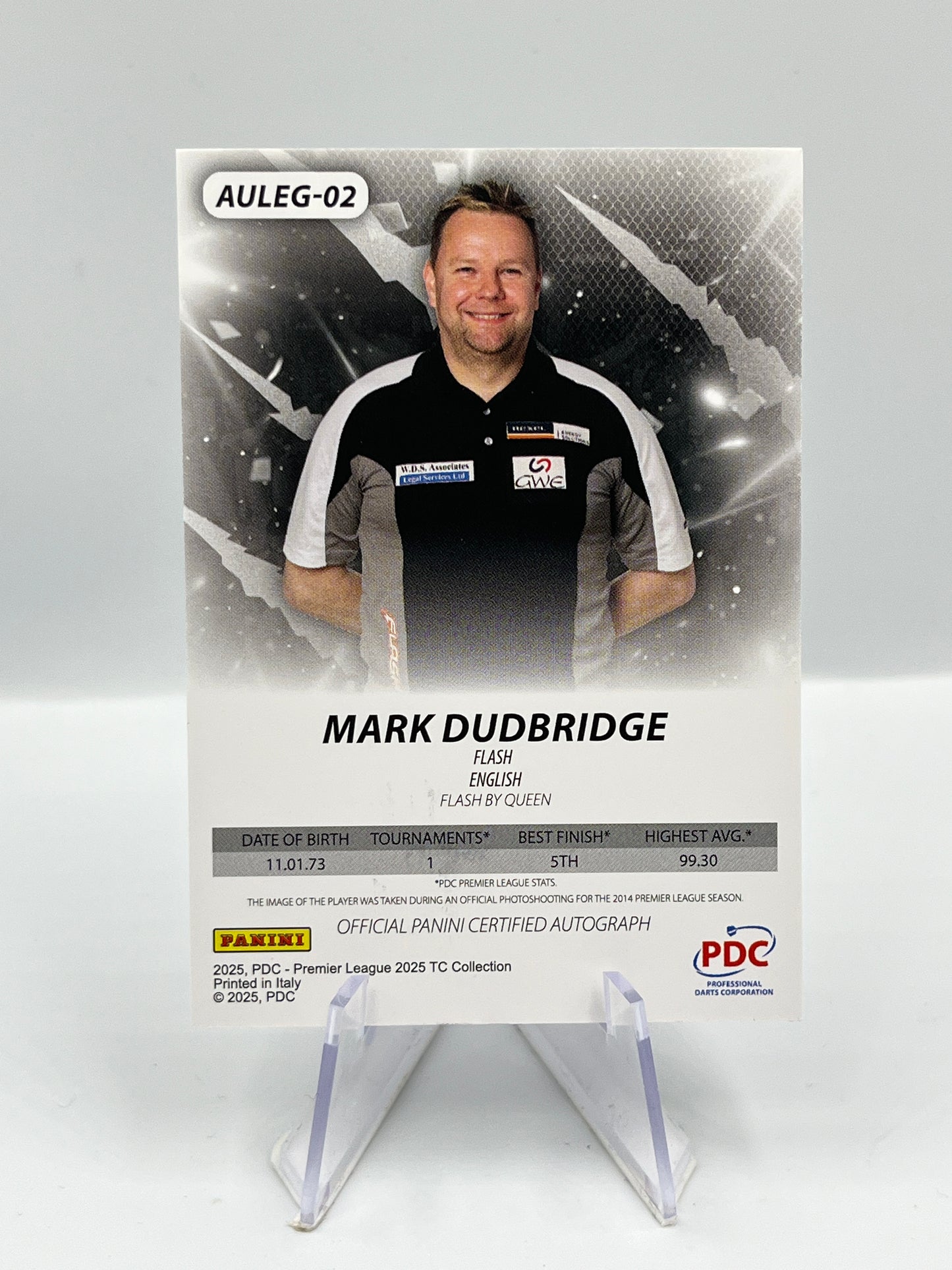 Panini PDC Premier League 2025 Mark Dudbridge Autograph 11/50 #AULEG-02