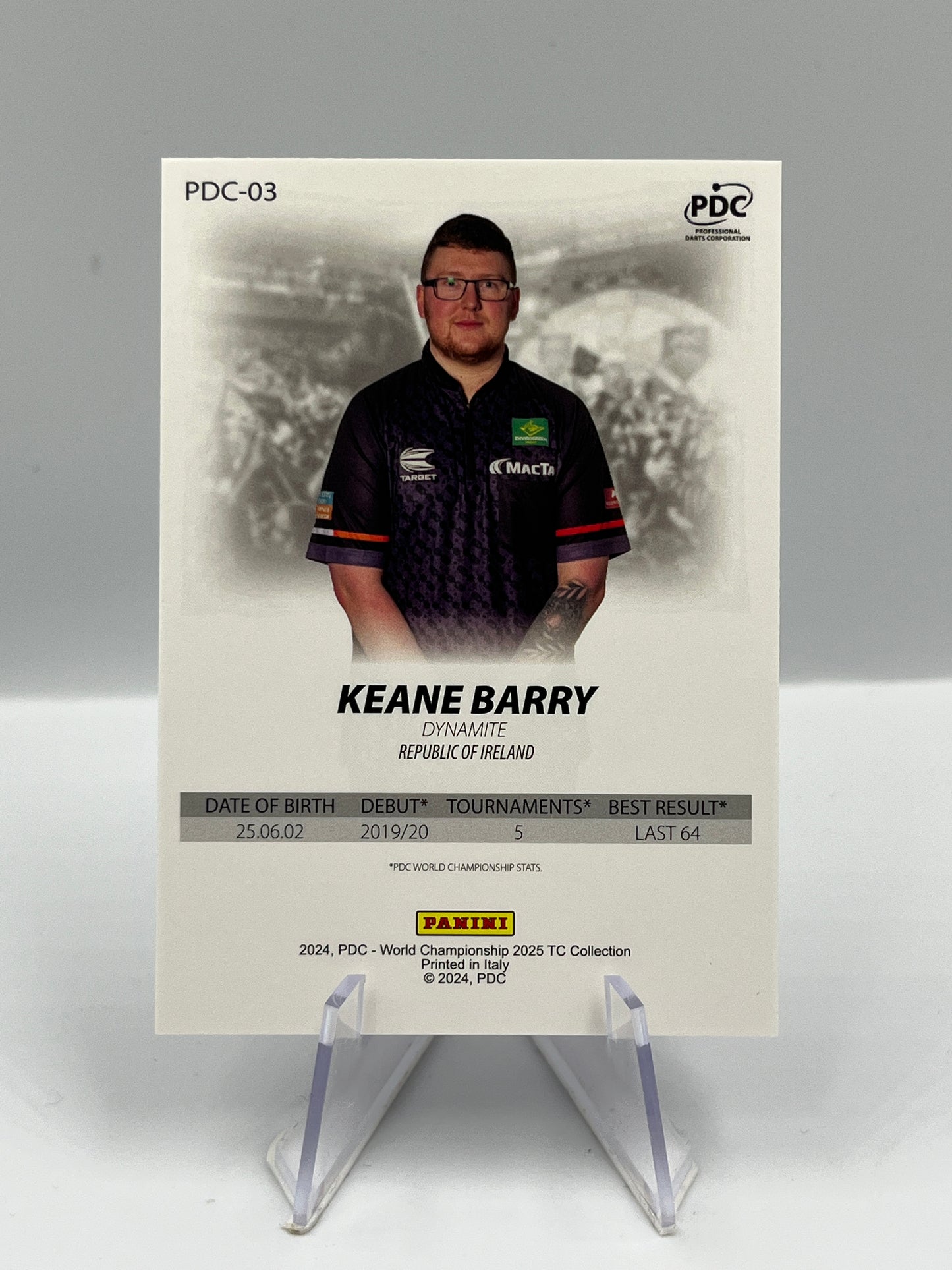 Panini 1st Edition 2025 Keane Barry Pink Parallel #PDC-03