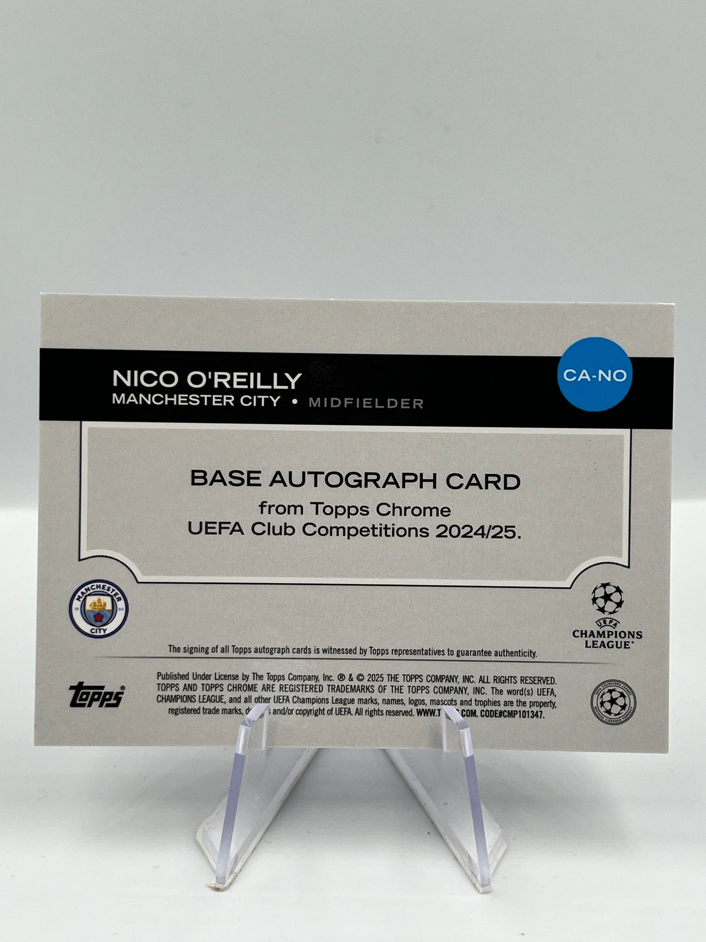 Topps Chrome UCC 24/25 Nico O'Reilly City Magenta Geometric Auto RC 74/75 #CA-NO