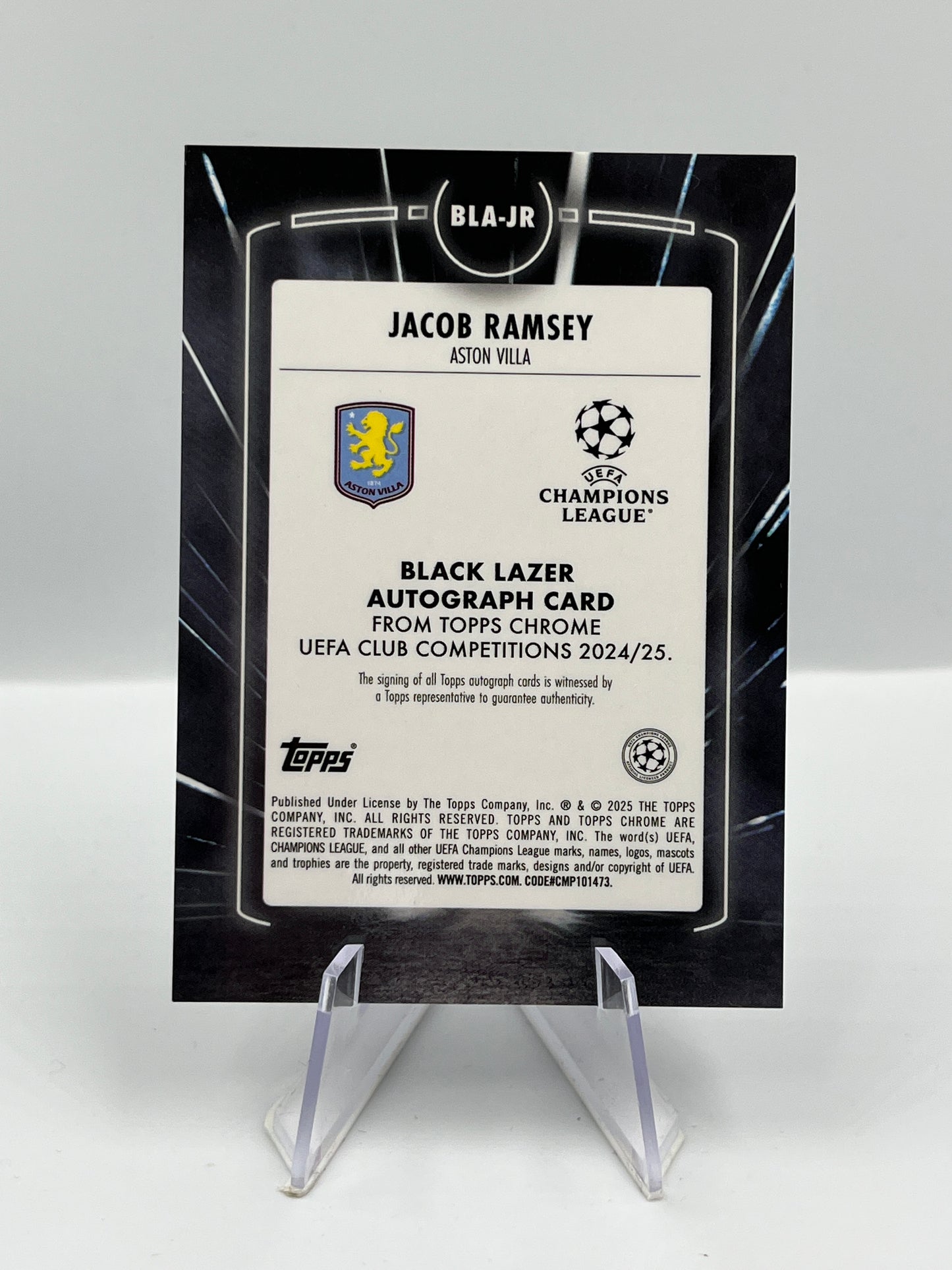Topps Chrome UCC 24/25 Jacob Ramsey Aston Villa Black Lazer Autograph #BLA-JR