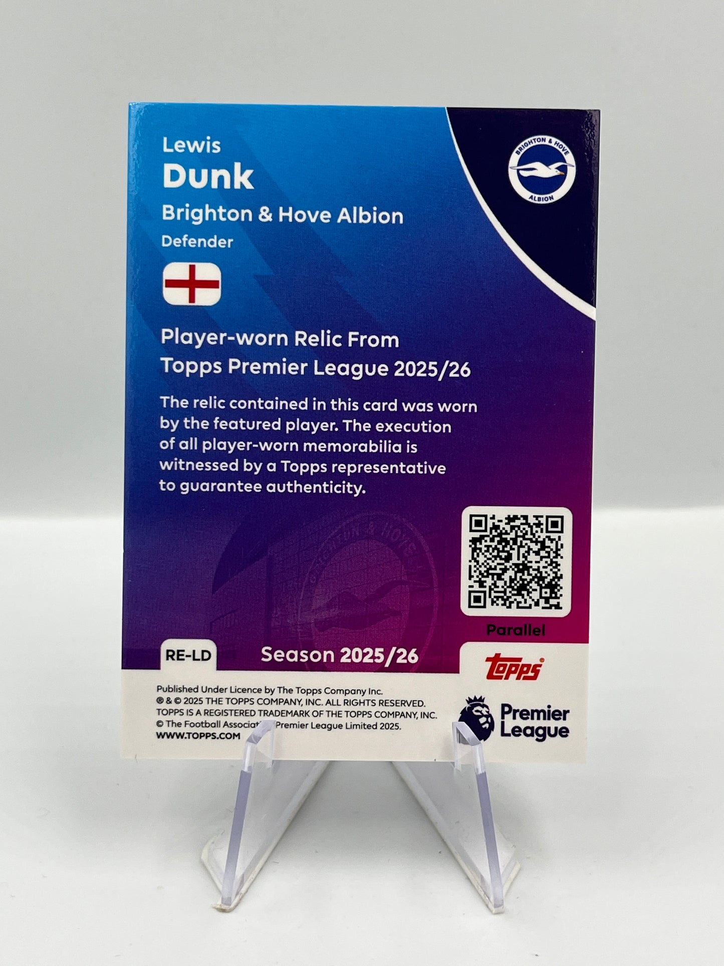 Topps Premier League 25/26 Lewis Dunk Brighton Relic 50/50 #RE-LD