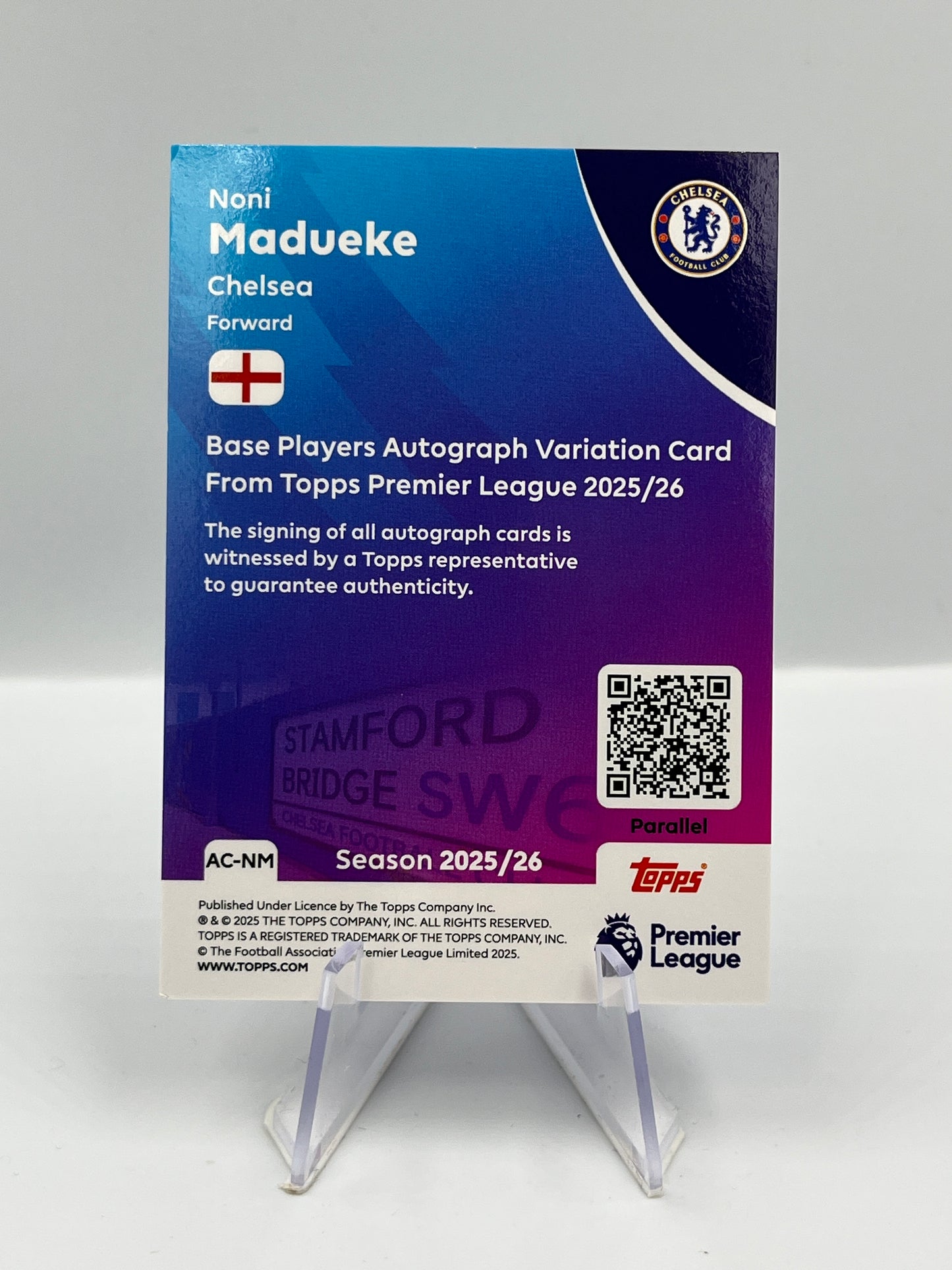 Topps Premier League 25/26 Noni Madueke Chelsea Autograph 089/150 #AC-NM