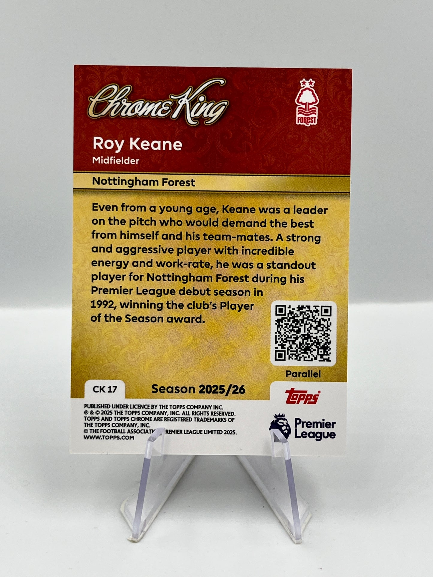Topps Premier League 25/26 Roy Keane Nottingham Forest Chrome King 37/50 #CK-17