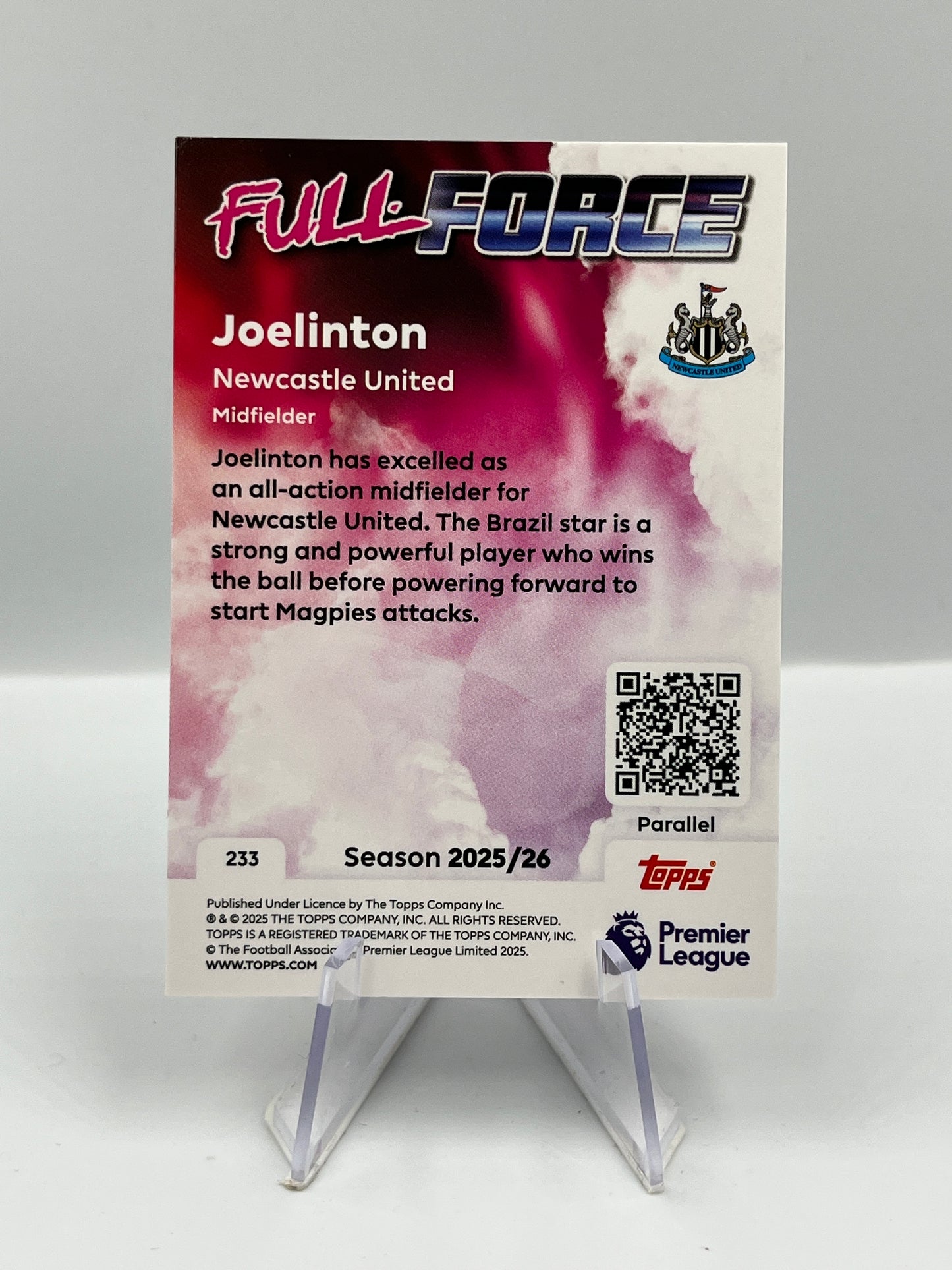 Topps Premier League 25/26 Joelinton Newcastle United Full Force 06/25 #233