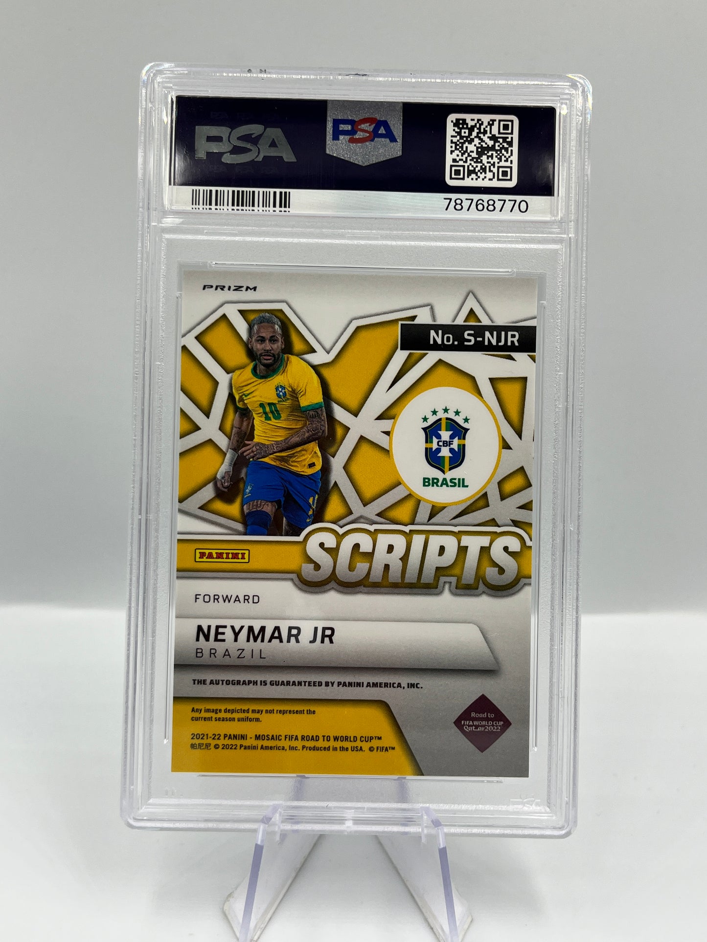 Panini Mosaic FIFA World Cup 21/22 Neymar JR Brazil Scripts PSA10 Auto10 #S-NJR