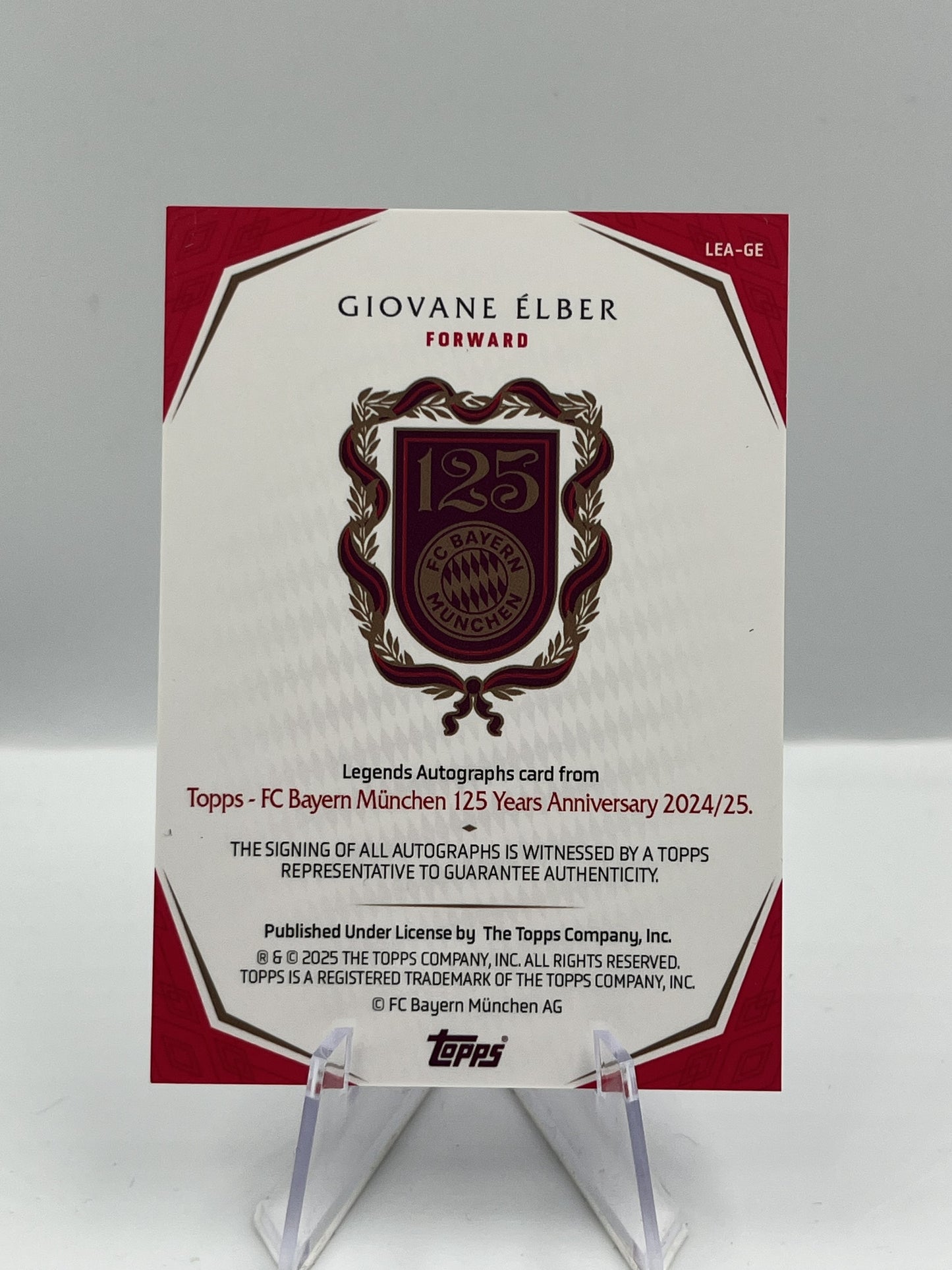 Topps 125 Jahre Bayern München Giovane Élber on Card Autograph 41/49 #LEA-GE
