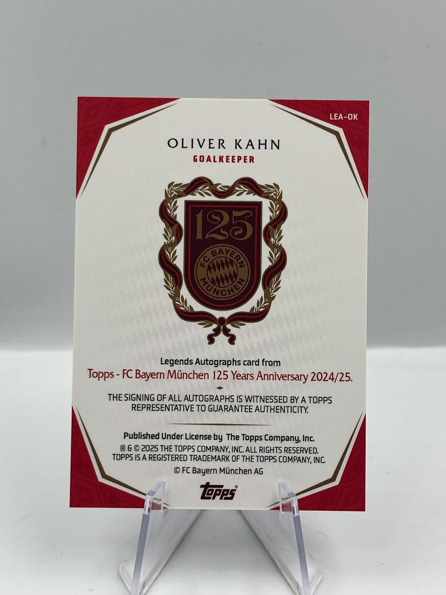 Topps 125 Jahre Bayern München Oliver Kahn Legends Autograph 4/6 #LEA-OK