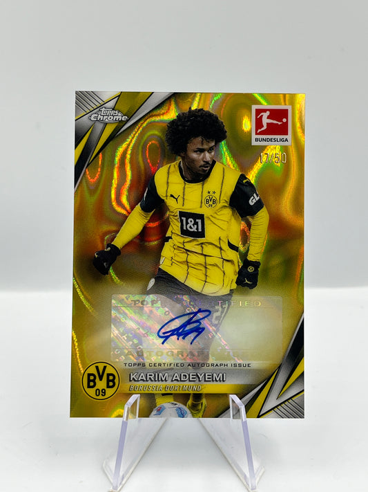 Topps Chrome BuLi 24/25 Karim Adeyemi BVB Dortmund Gold Auto 17/50 #BA-KA