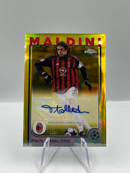 Topps Chrome UCC 24/25 Paolo Maldini AC Milan Gold Autograph 01/50 #CA-PM