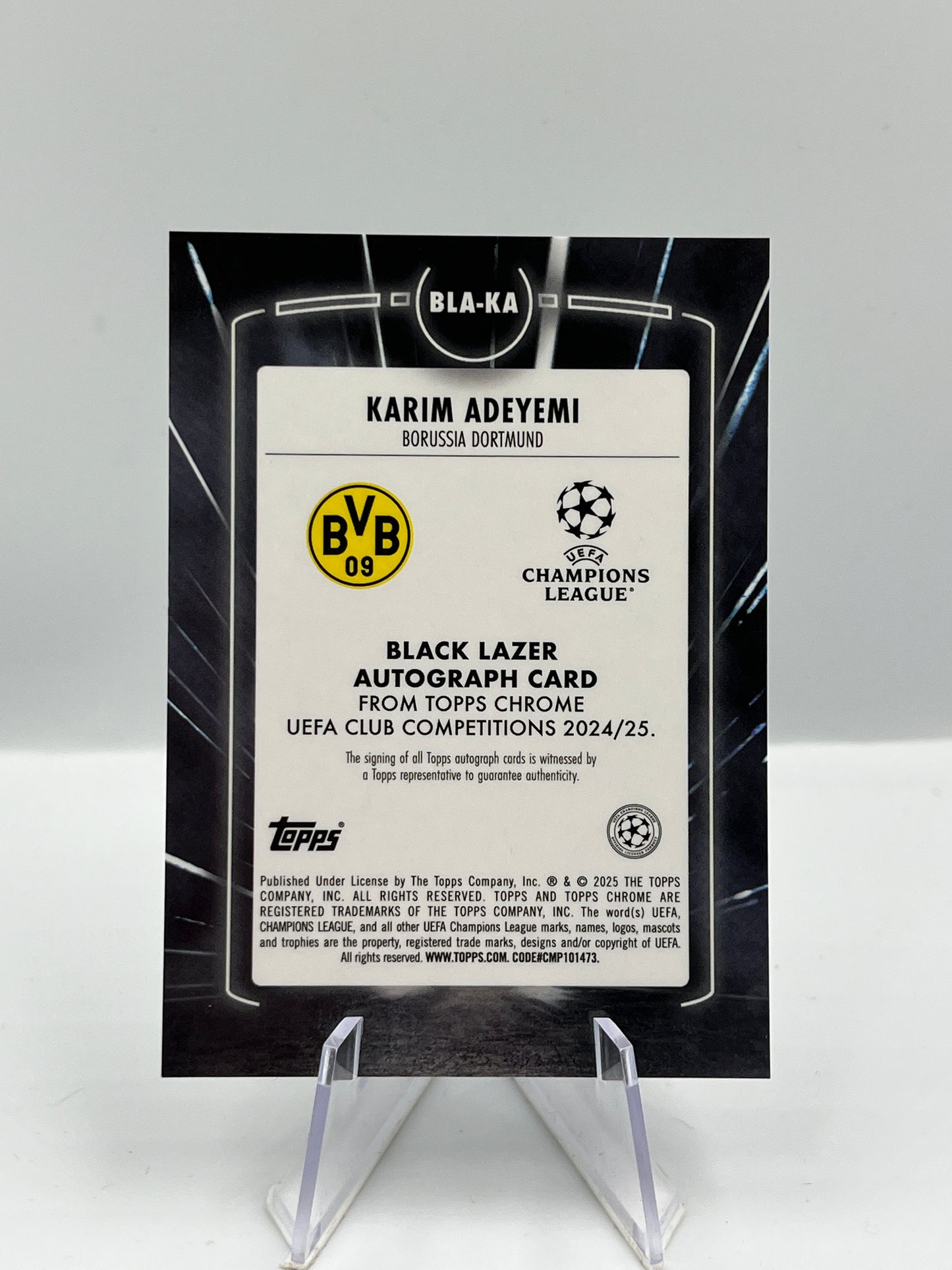 Topps Chrome UCC 24/25 Karim Adeyemi BVB Dortmund Black Lazer Autograph #BLA-KA