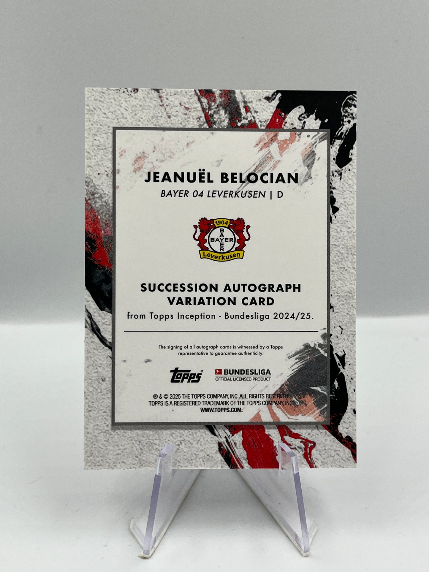 Topps Inception Bundesliga 24/25 Jeanuel Belocian Bayer Leverkusen Autograph 13/25