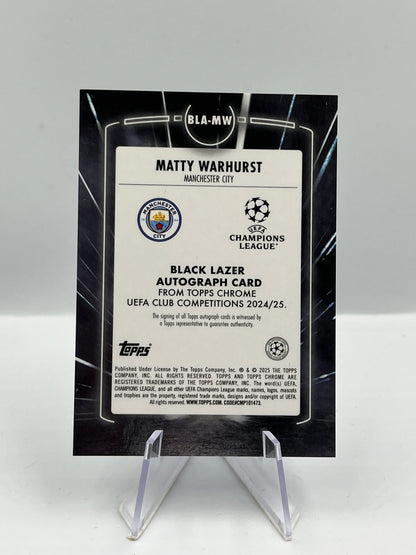 Topps Chrome UCC 24/25 Matty Warhurst City Black Lazer Autograph RC #BLA-MW