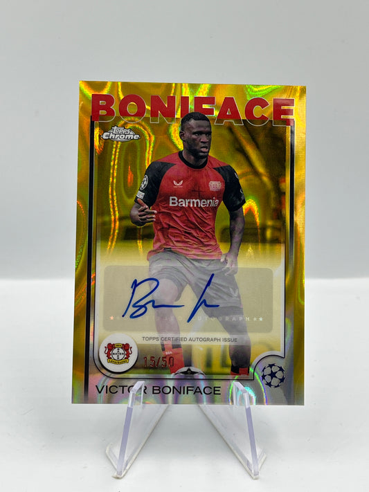Topps Chrome UCC 24/25 Victor Boniface Leverkusen Gold Lava Auto 15/50 #CA-VB
