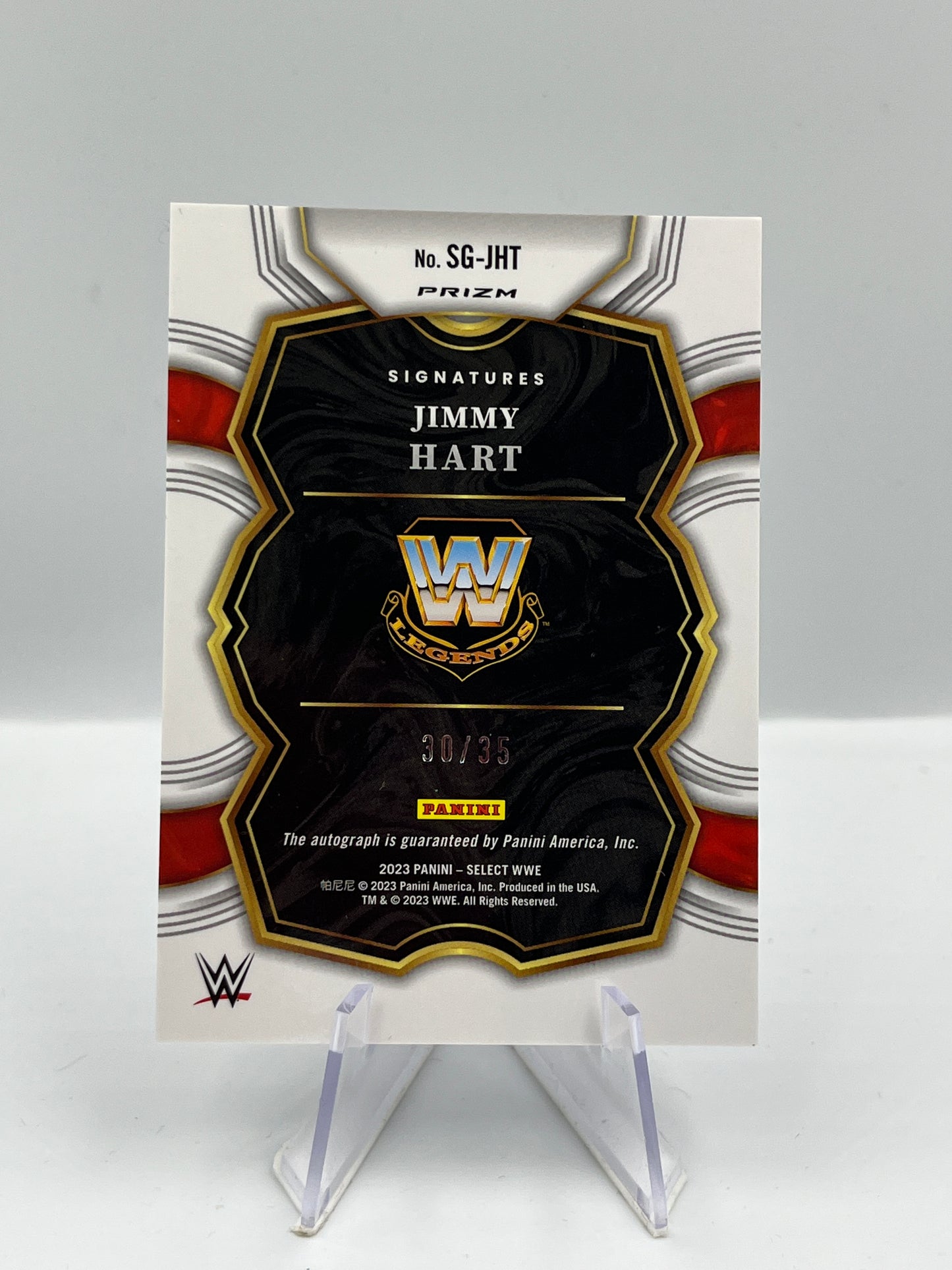 Jimmy Hart - Purple WWE Signatures Autograph - 30/35 - #SG-JHT