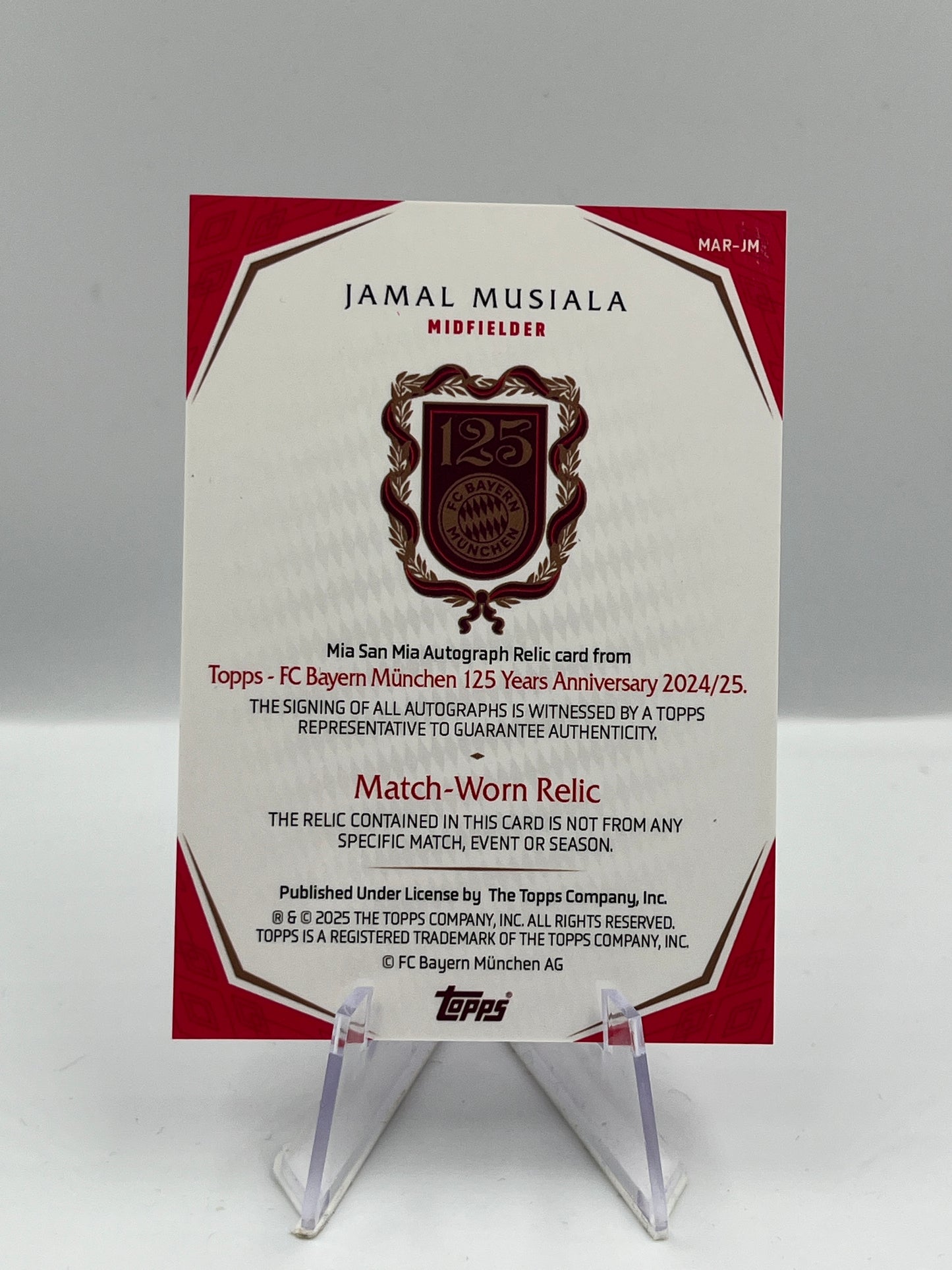 Topps 125 Jahre Bayern München Jamal Musiala on Card Auto Relic 18/49 #MAR-JM