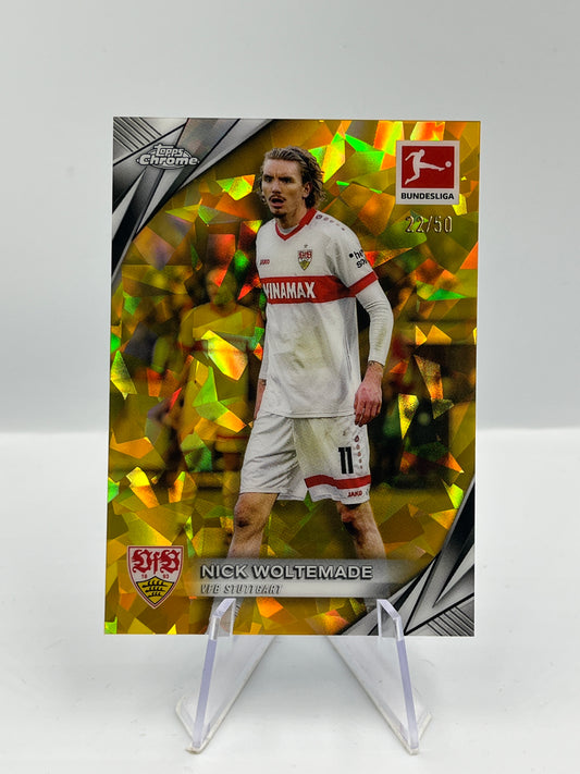 Topps Chrome BuLi 24/25 Nick Woltemade VFB Stuttgart Sapphire Gold 22/50 #90
