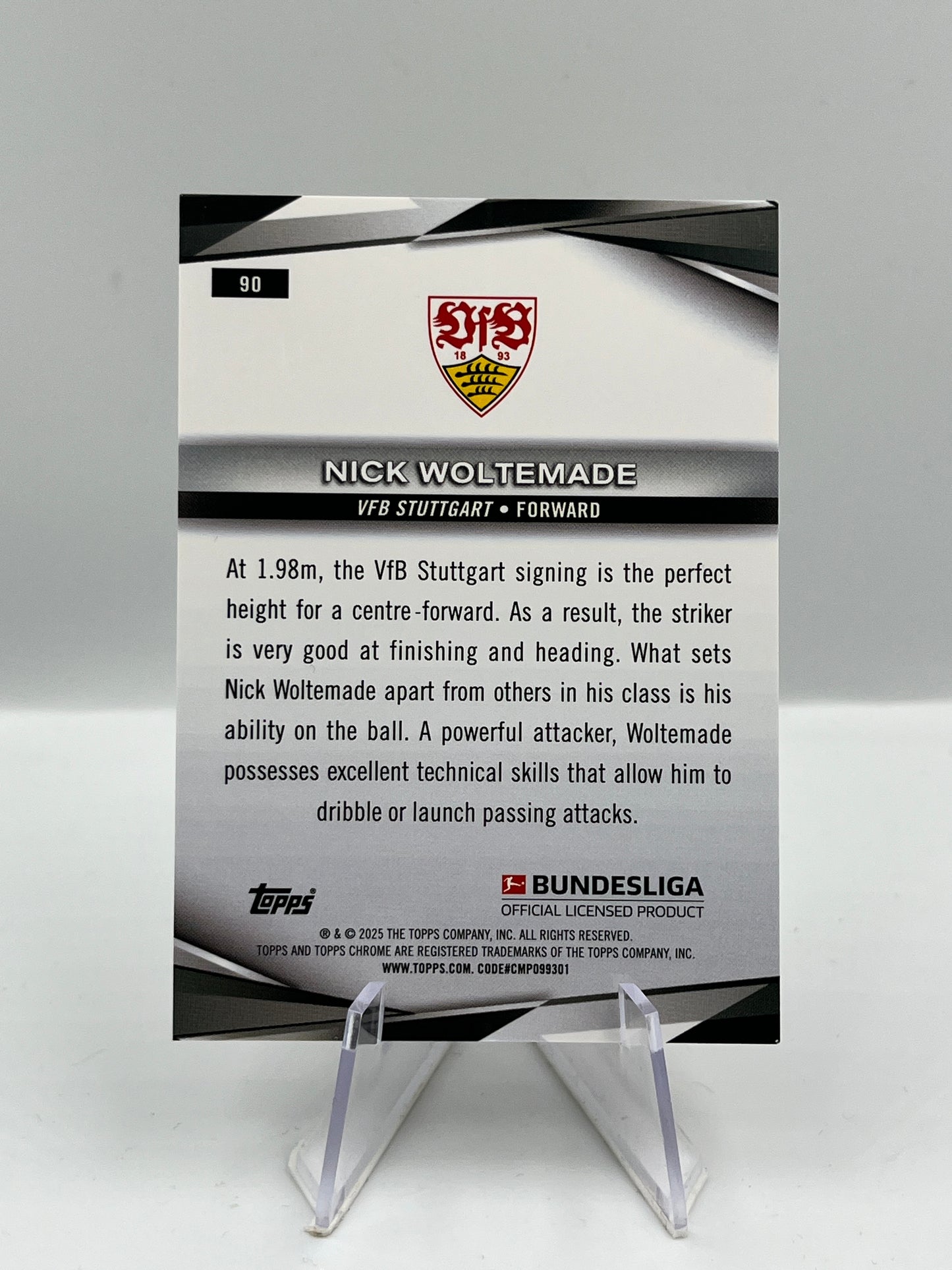 Topps Chrome BuLi 24/25 Nick Woltemade VFB Stuttgart Sapphire Gold 22/50 #90