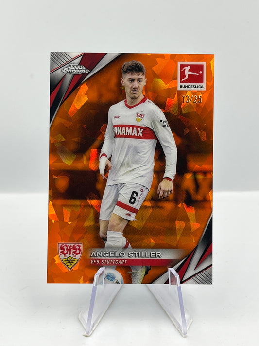 Topps Chrome BuLi 24/25 Angelo Stiller VFB Stuttgart Sapphire Orange 13/25 #91