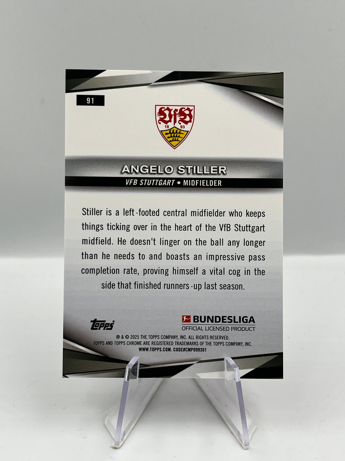 Topps Chrome BuLi 24/25 Angelo Stiller VFB Stuttgart Sapphire Orange 13/25 #91