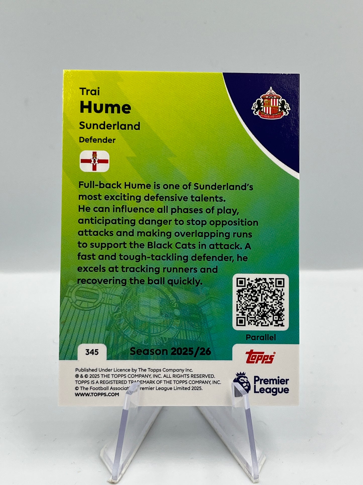 Topps Premier League 25/26 Trai Hume Sunderland RC 007/150 #345