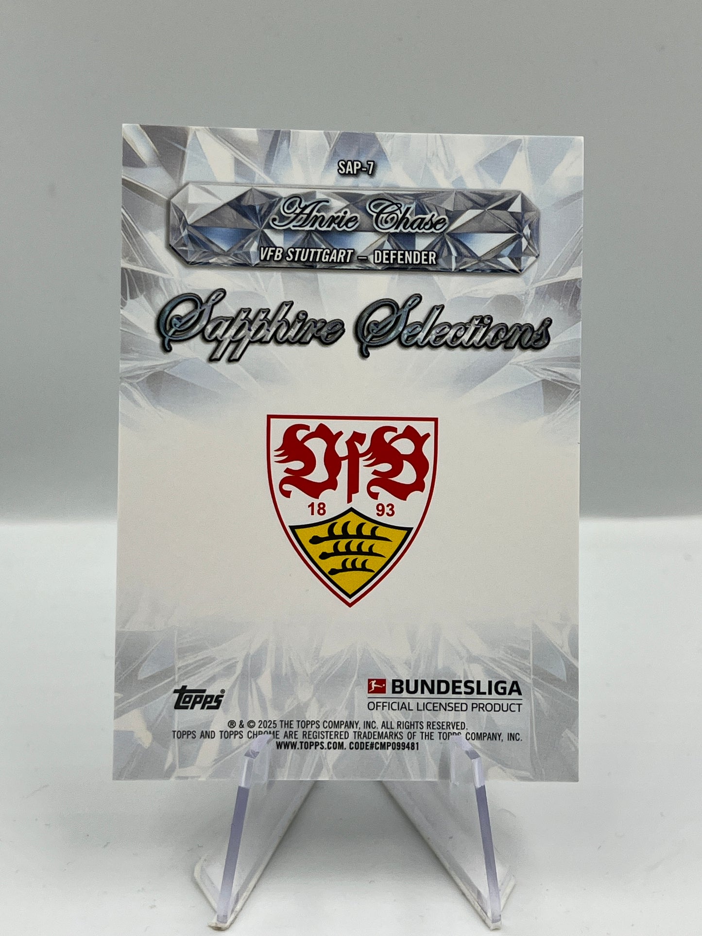 Topps Chrome BuLi 24/25 Anrie Chase VFB Stuttgart Sapphire RC 20/75 #SAP-7