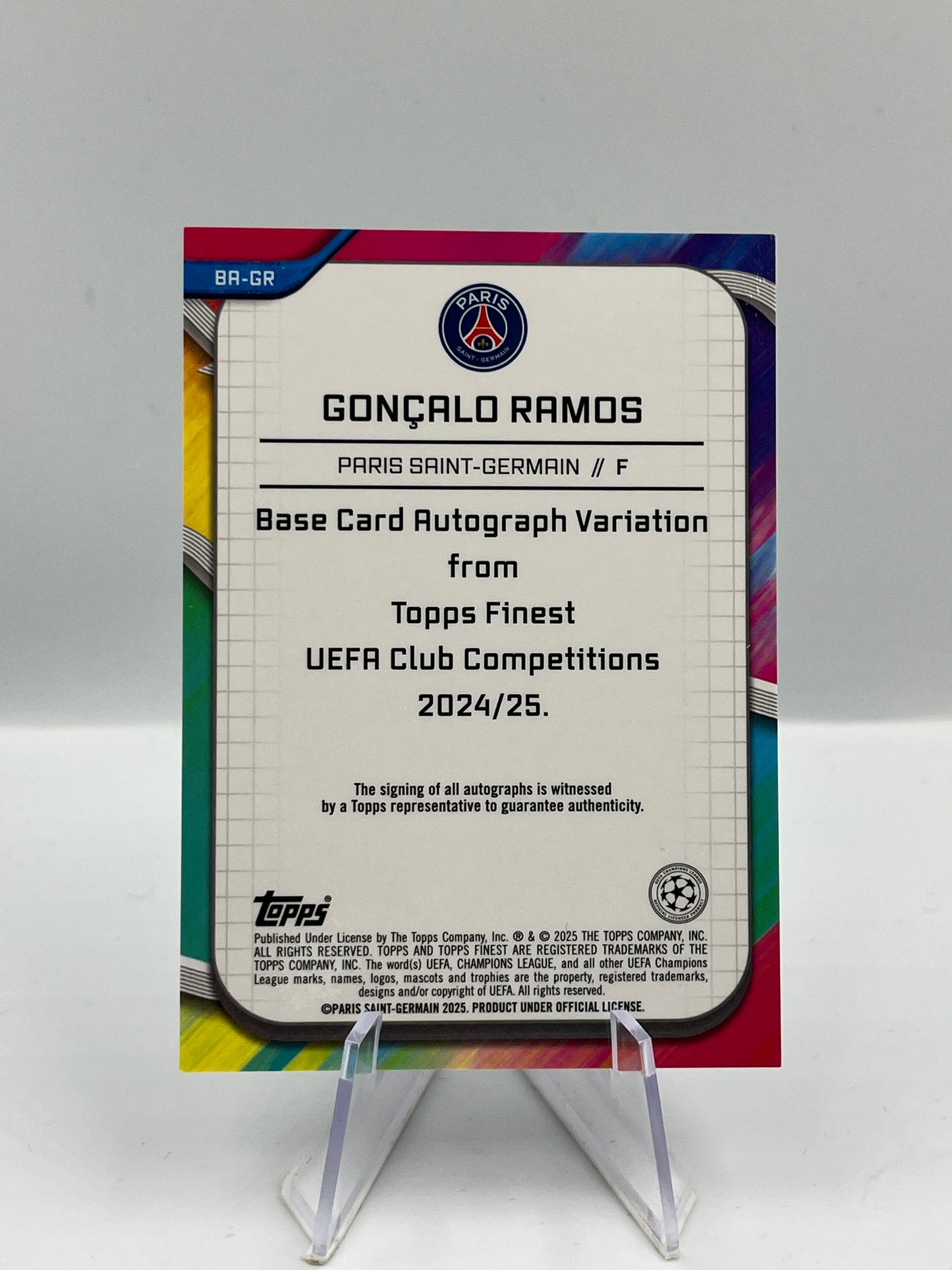 Topps Finest UCC 24/25 Goncalo Ramos PSG Autograph #BA-GR