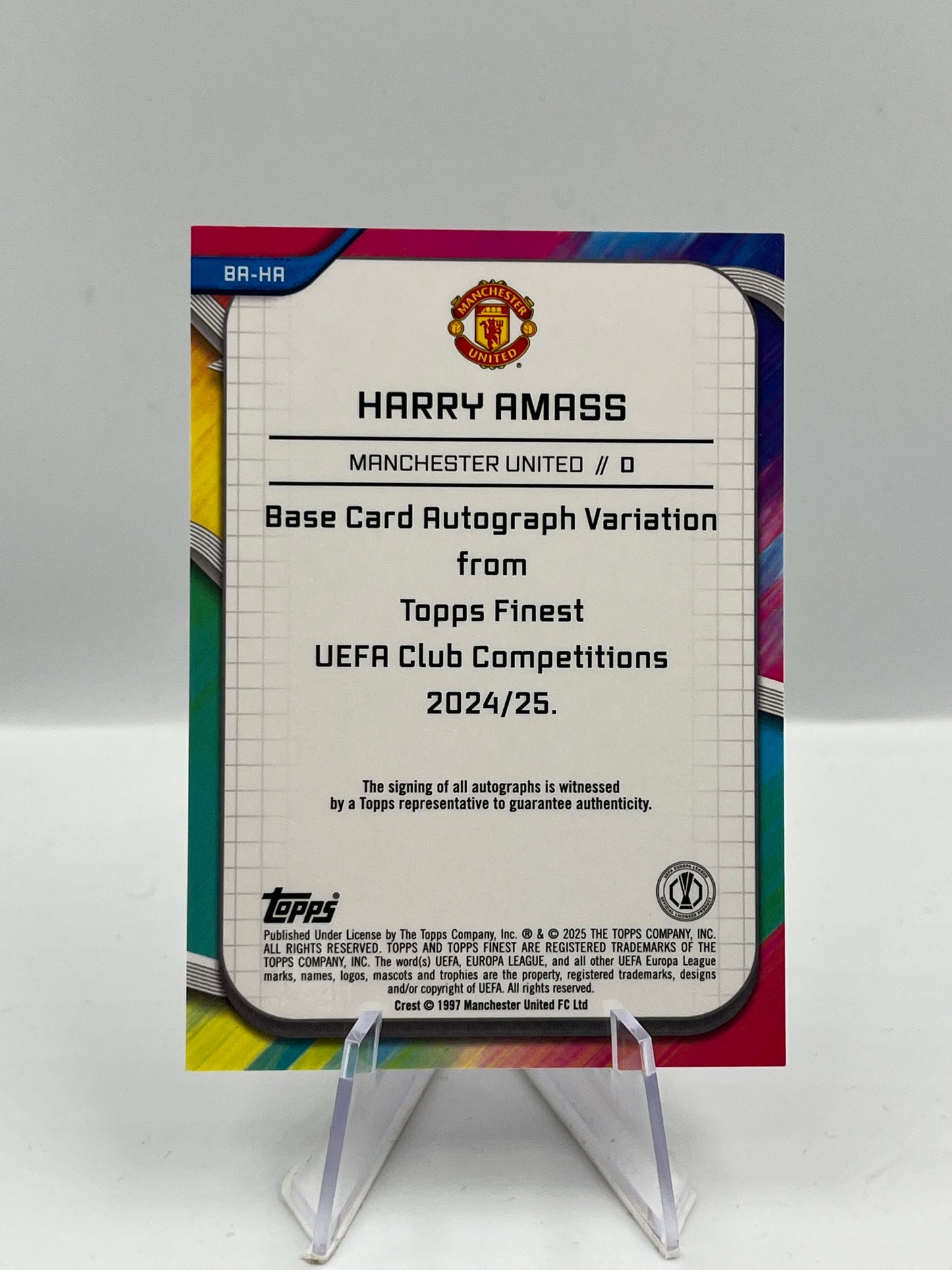 Topps Finest UCC 24/25 Harry Amass ManU Magenta Lava Autograph RC 35/75 #BA-HA