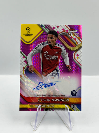 Topps Finest UCC 24/25 Ethan Nwaneri Arsenal Pink Prism Auto RC 078/125 #BA-ET
