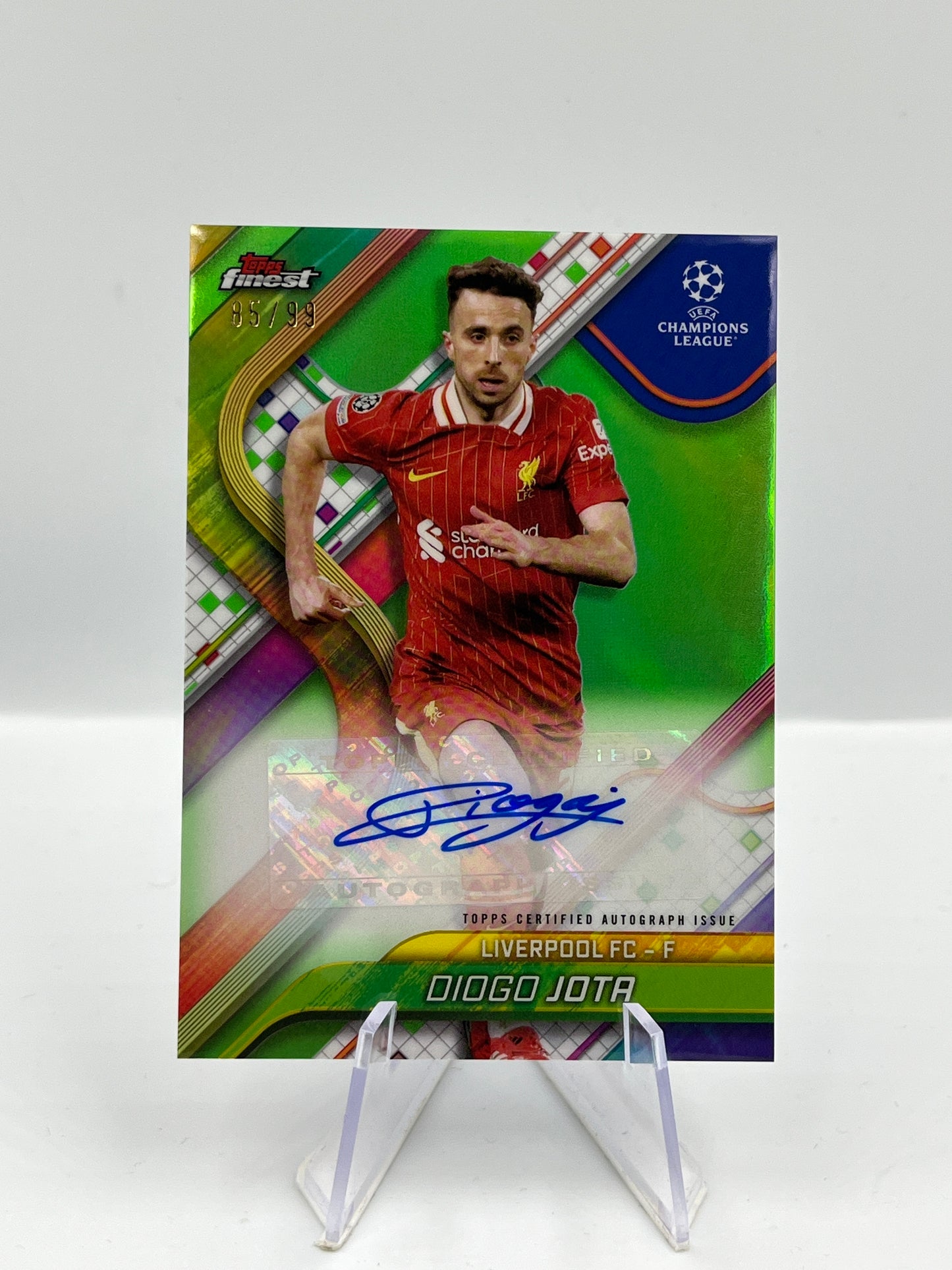 Topps Finest UCC 24/25 Diogo Jota Liverpool Green Autograph 85/99 #BA-DJ