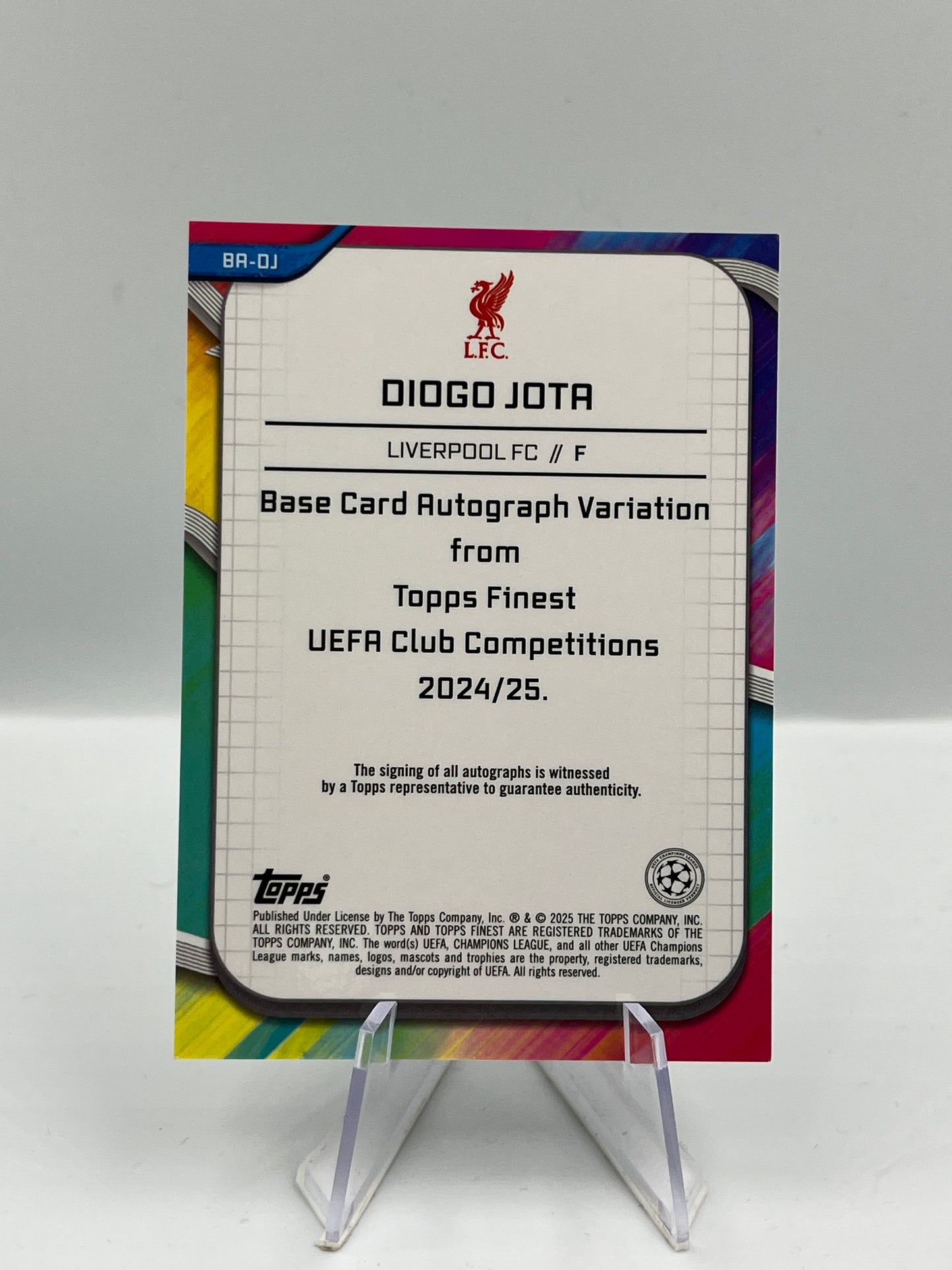 Topps Finest UCC 24/25 Diogo Jota Liverpool Green Autograph 85/99 #BA-DJ