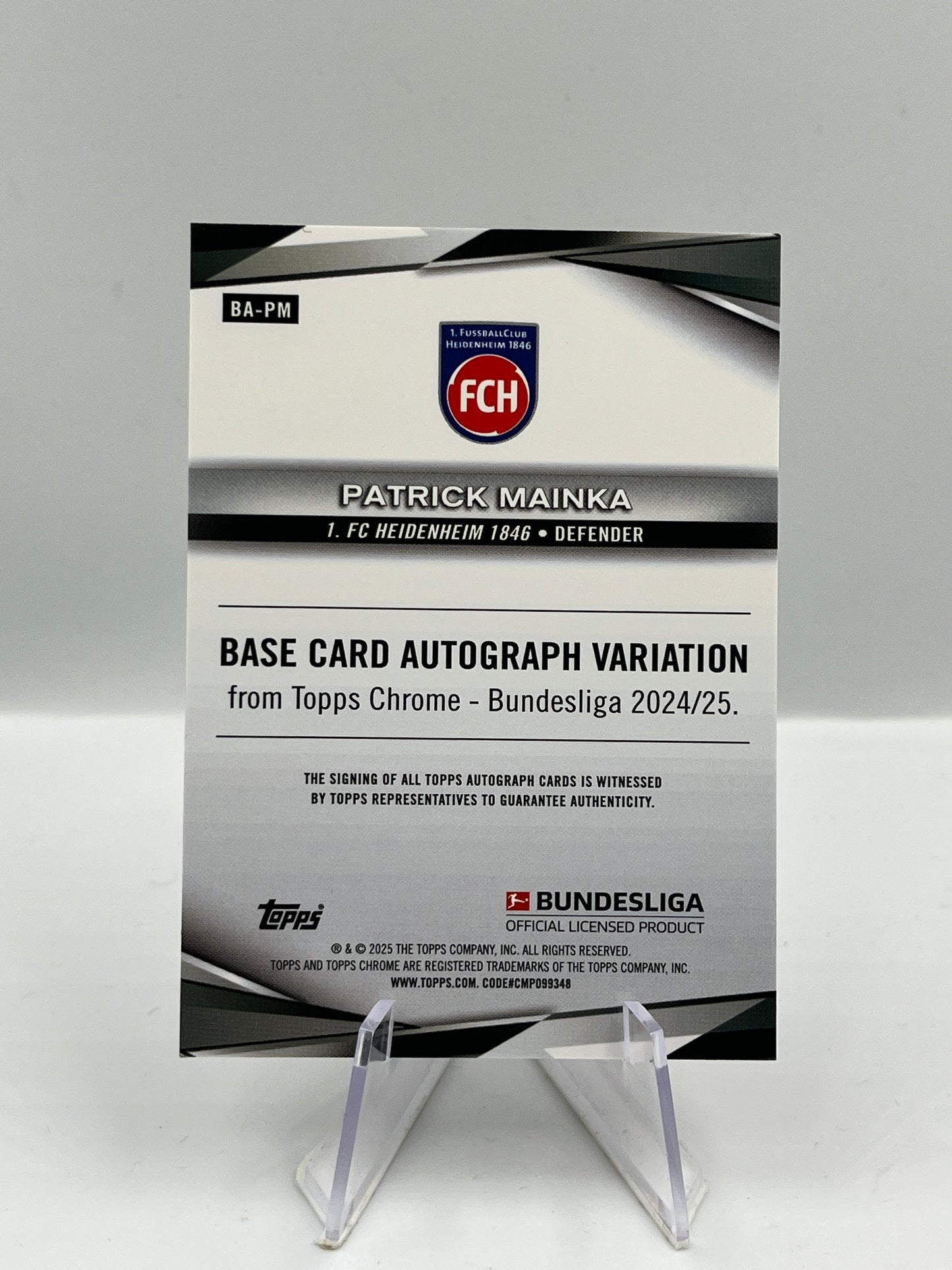 Topps Chrome BuLi 24/25 Patrick Mainka Heidenheim Gold Auto 06/50 #BA-PM