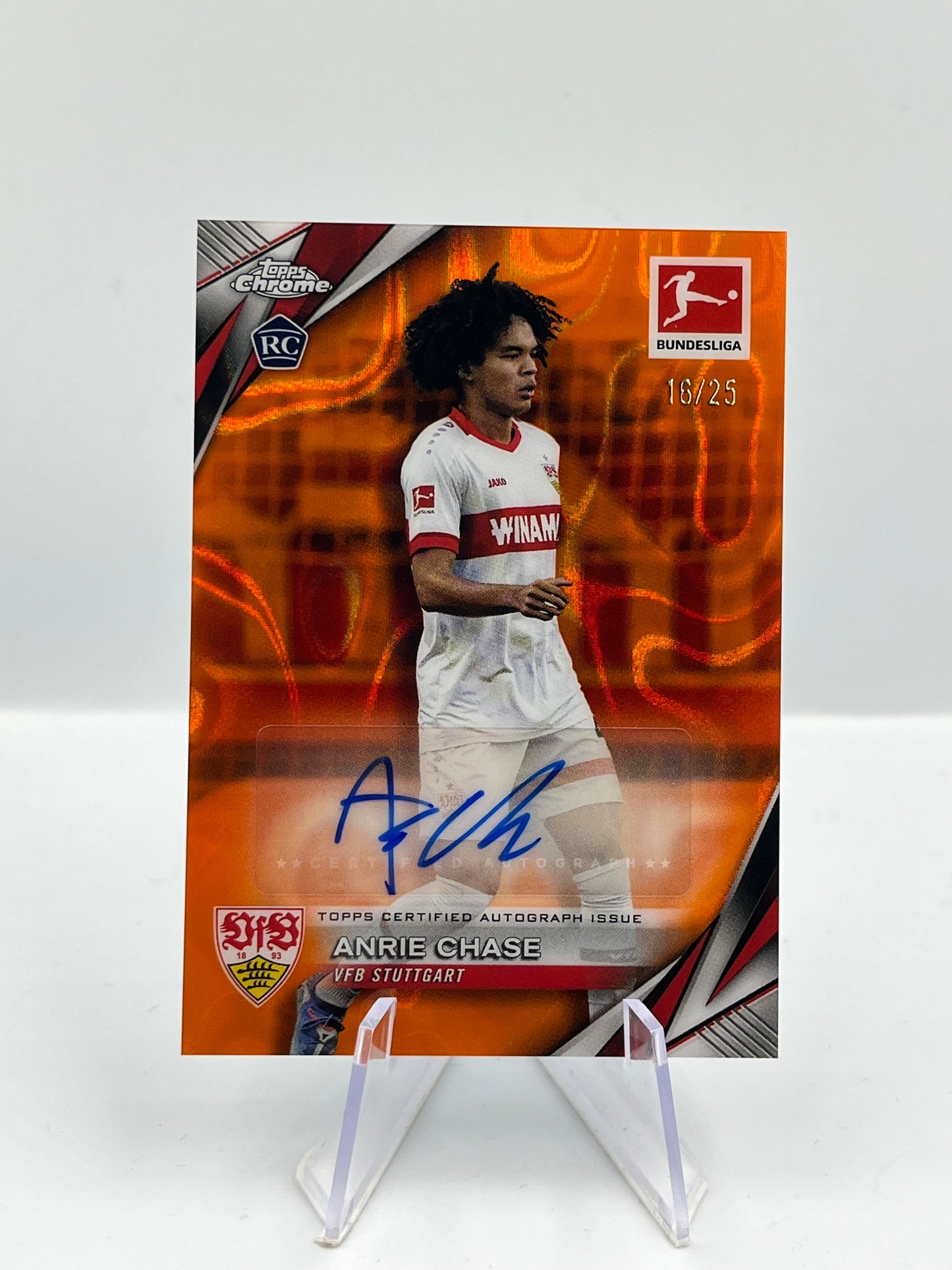 Topps Chrome BuLi 24/25 Anrie Chase VFB Stuttgart Orange Auto RC 16/25 #BA-AC